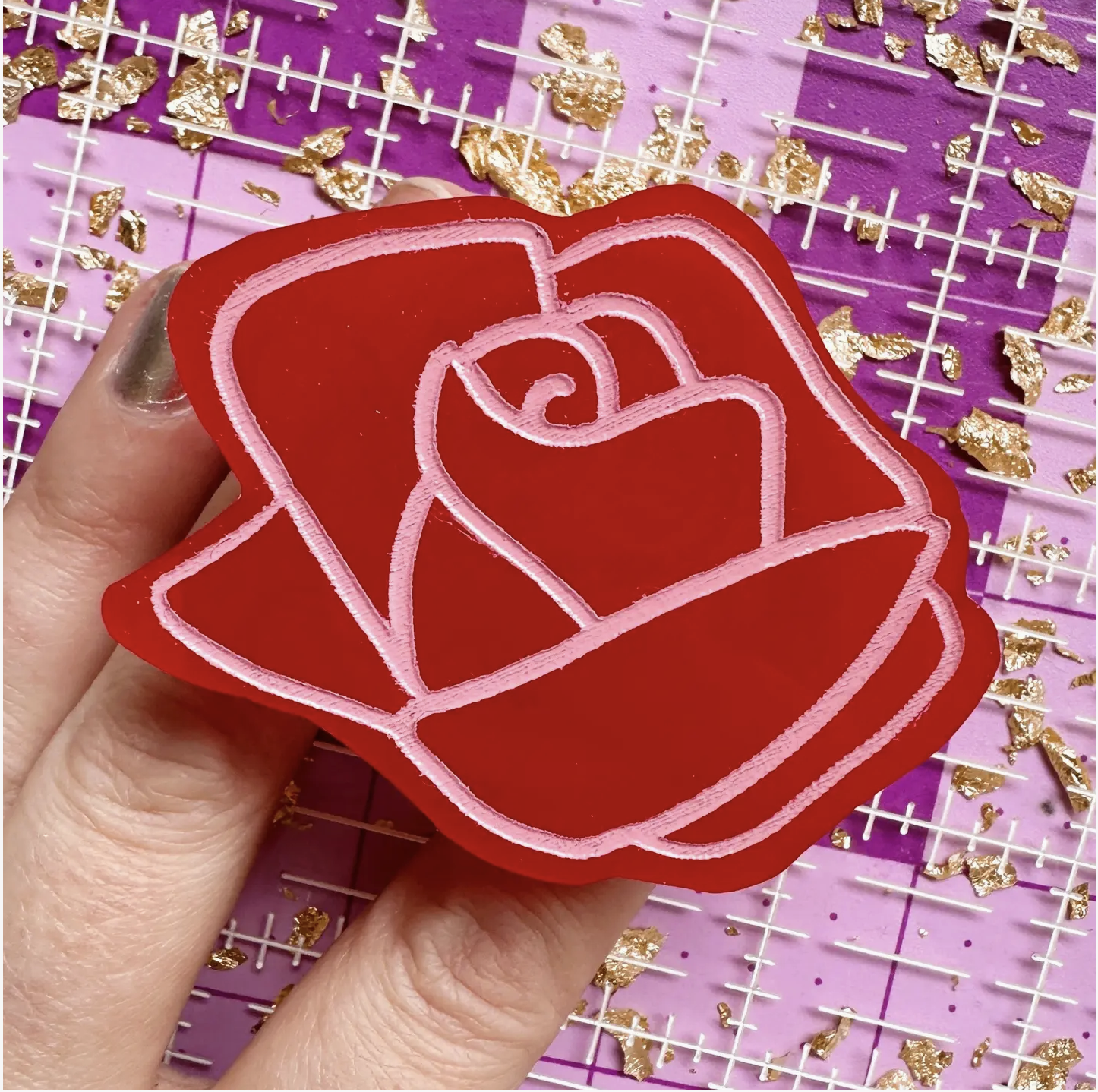 Feral Notions Rose Pop-Up Ruler Handle
