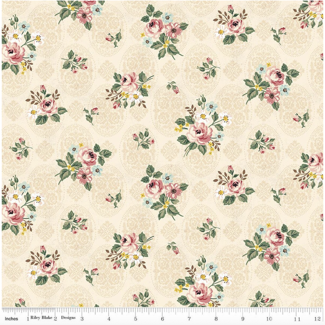 Riley Blake Rose and Violet's Bouquet Des Fleurs - Posy Cream