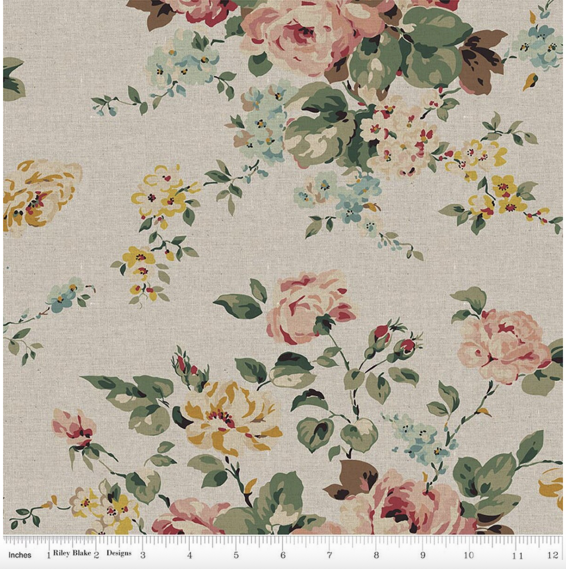 Riley Blake Rose & Violet's Bouquet Des Fleurs - Bouquet Natural (Linen)