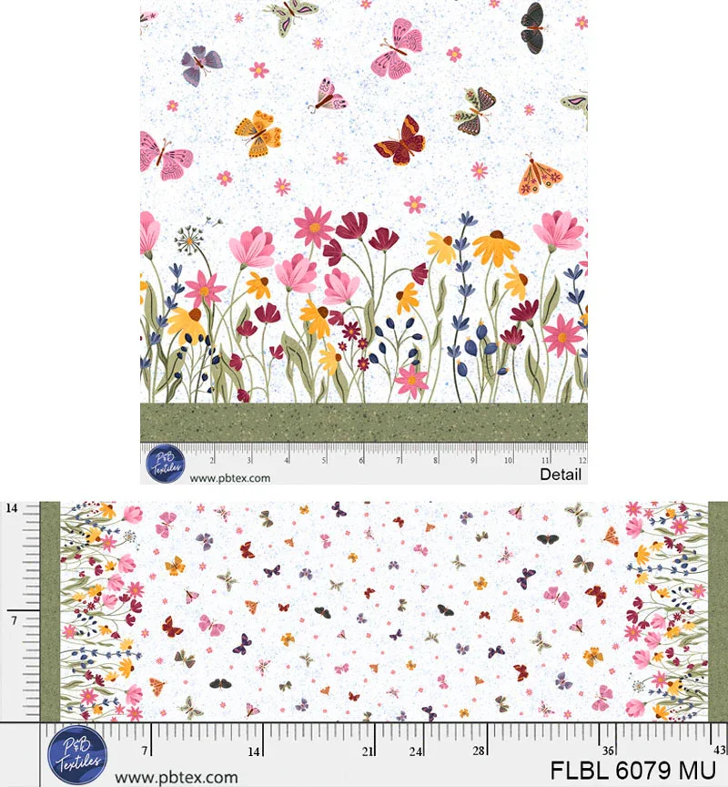 P&B Textiles Flutter Blooms - Blooming Double Border