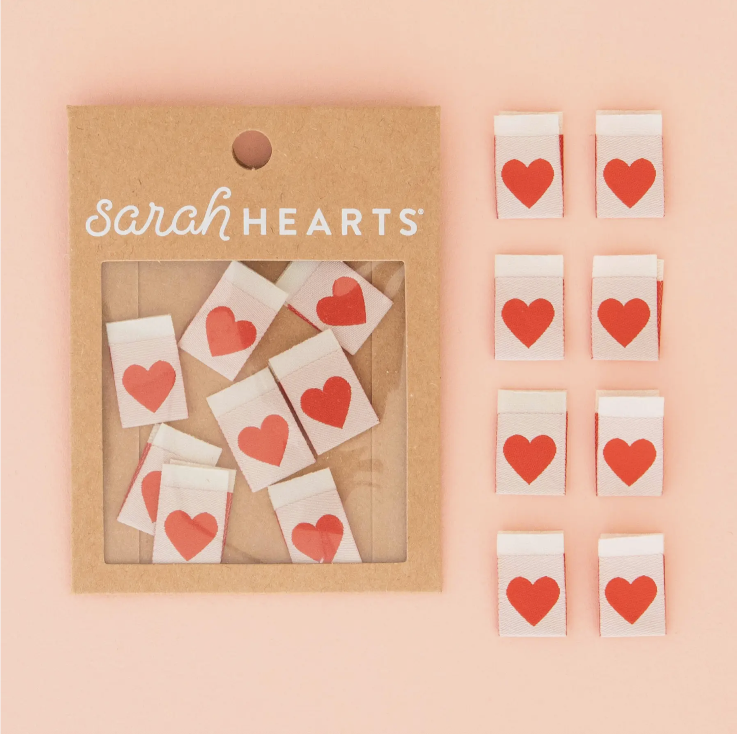 Sarah Hearts Red Heart Woven Sewing Labels