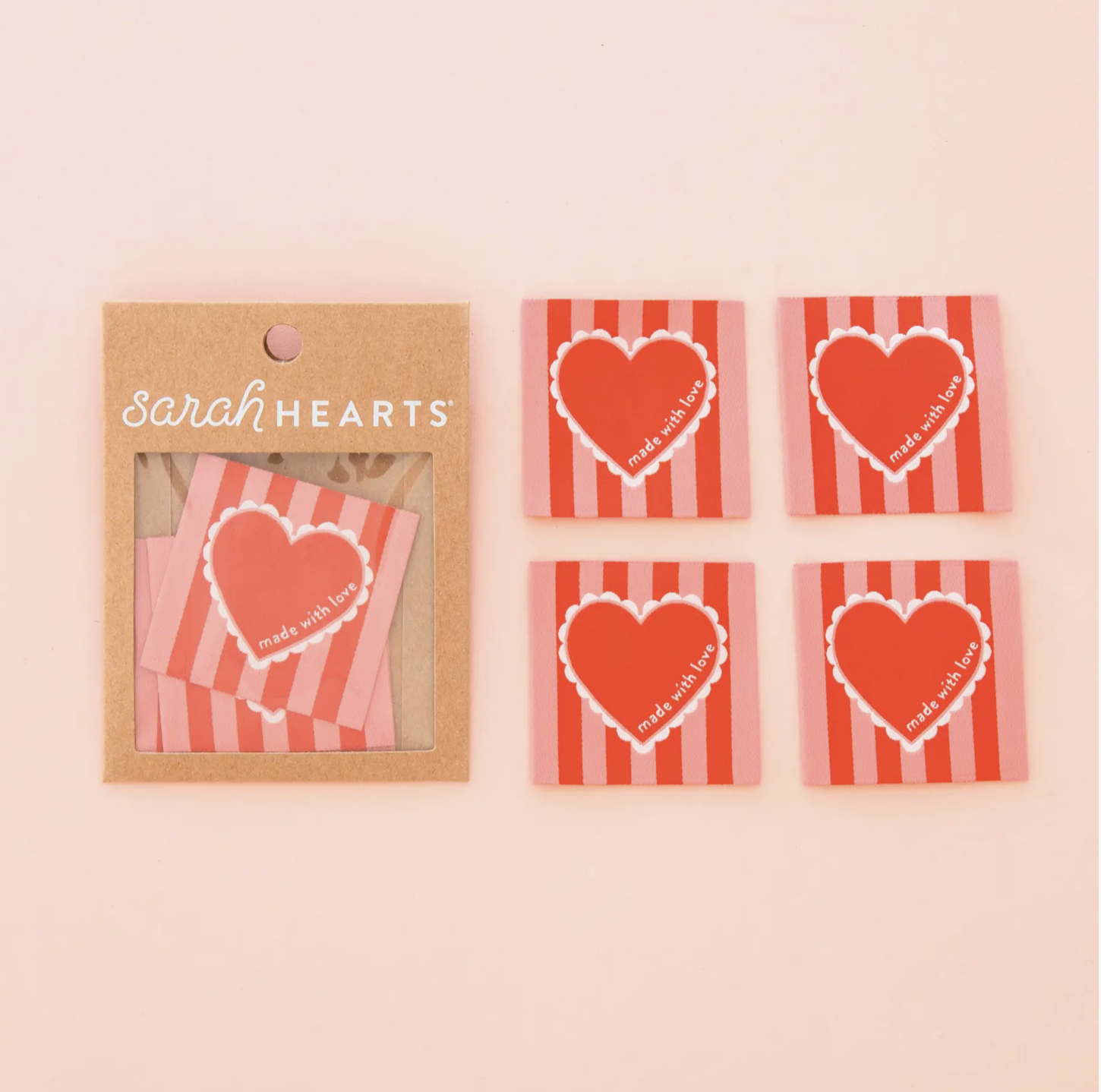 Sarah Hearts Made With Love Heart Large Woven Sewing Labels