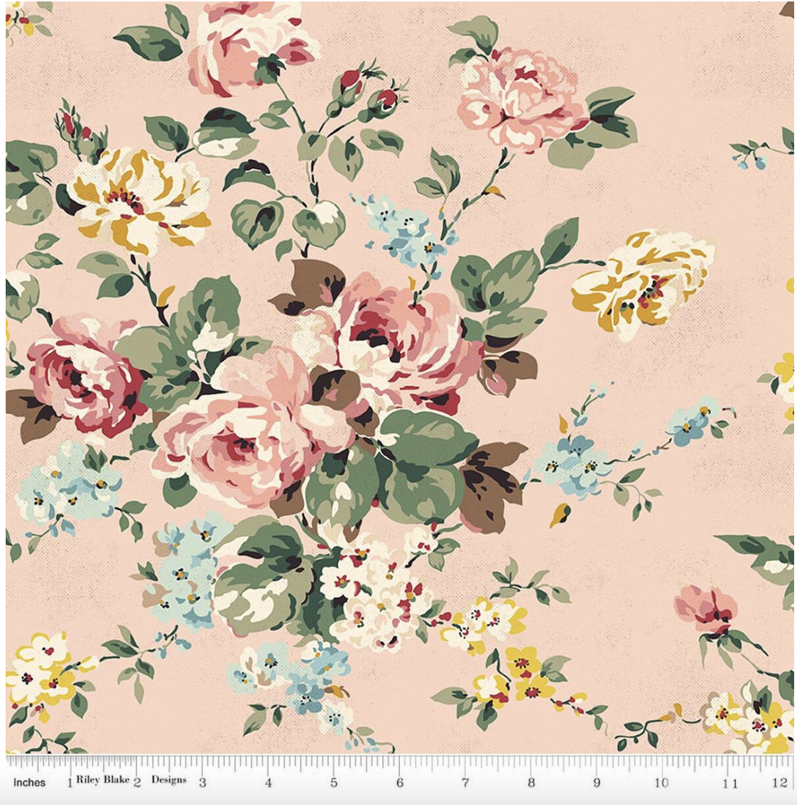 Riley Blake Rose & Violet's Bouquet Des Fleurs - Main Blush
