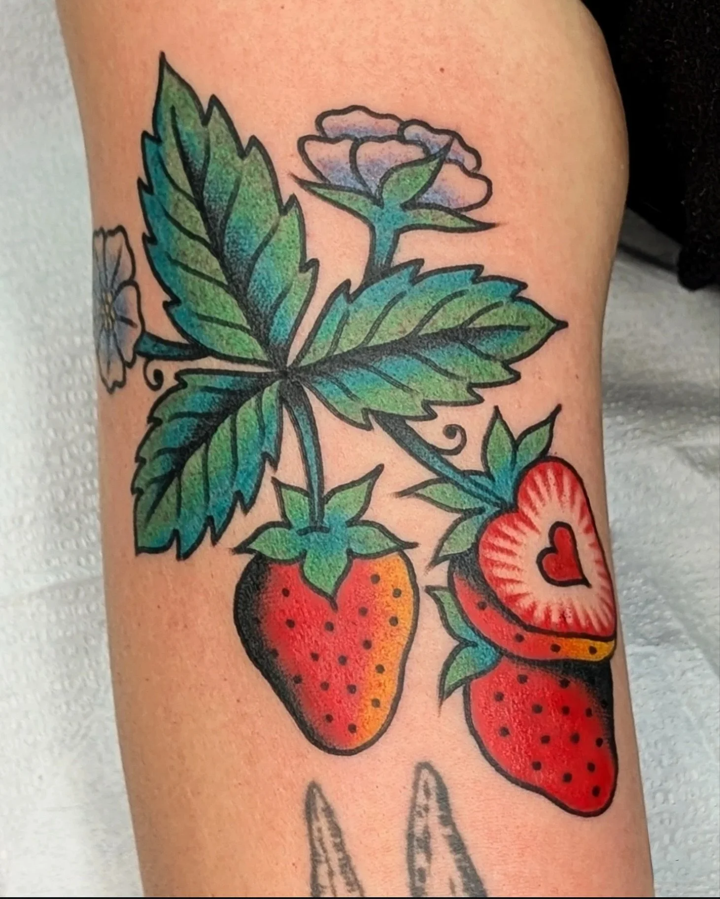 Strawberries by @sir.fry To book with Tristen, message him directly.

#kelowna #kelownatattoo #okanagantattoo #strawberrytattoo