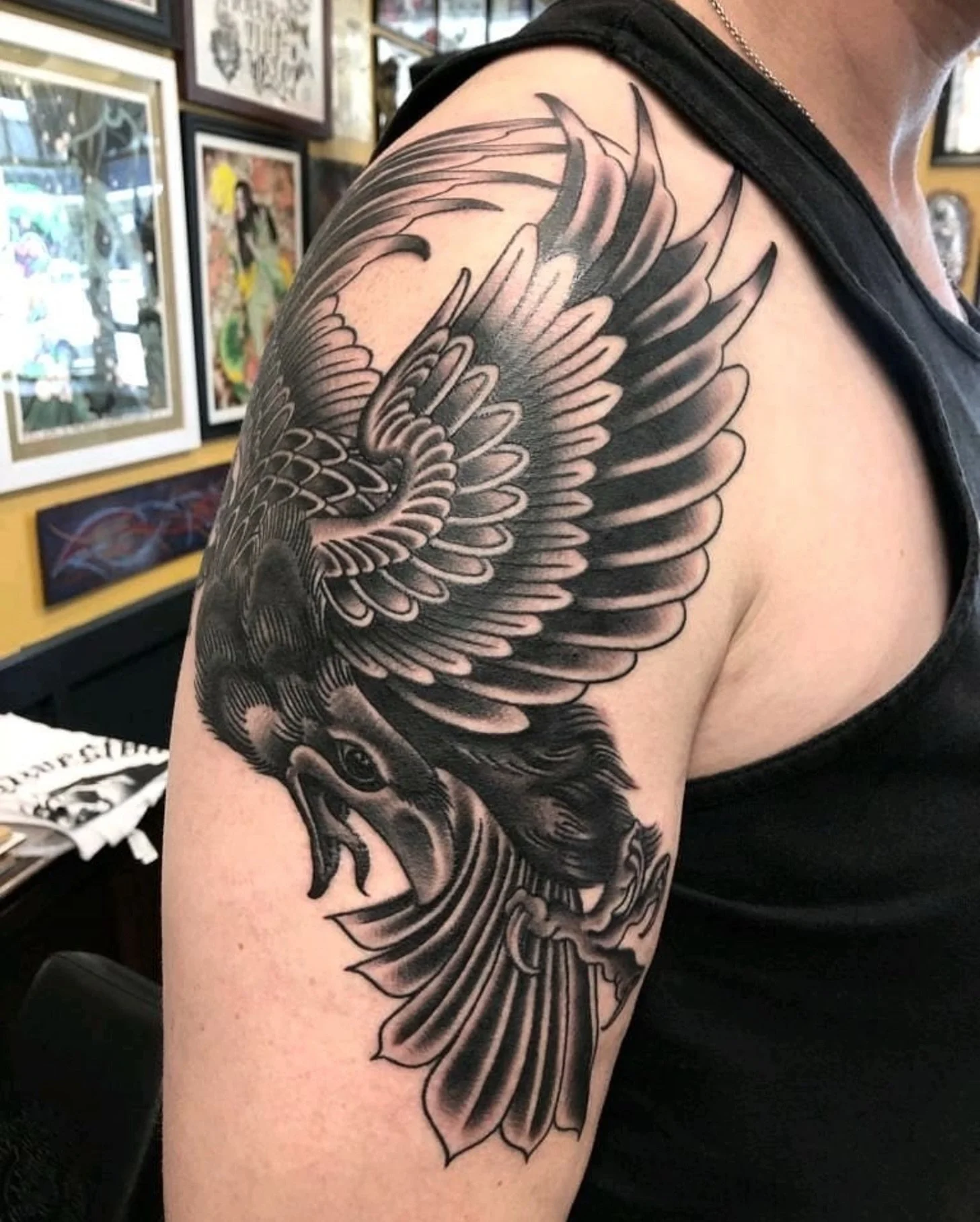 Raven by @loganhowardtattooer To book with Logan, message him directly.