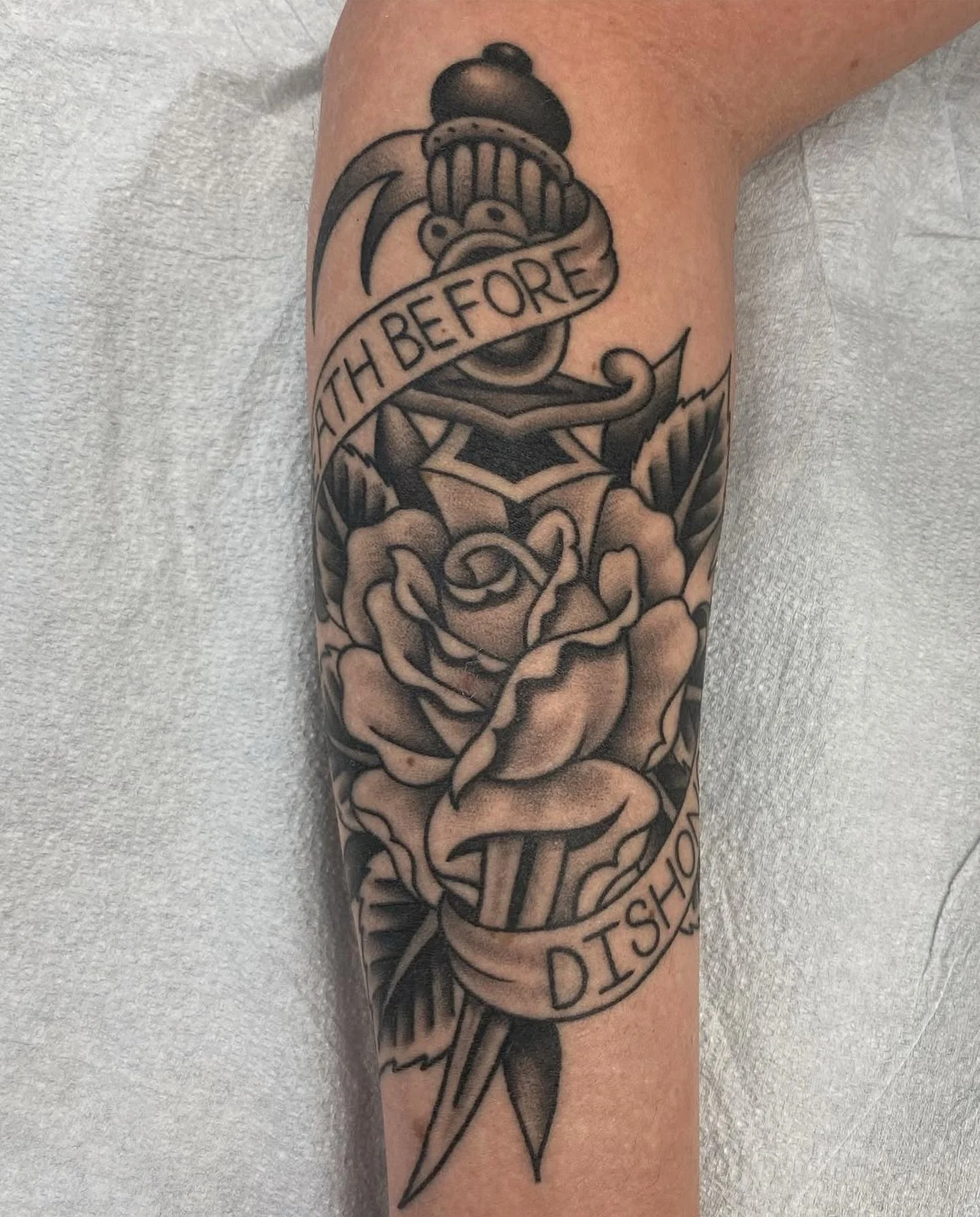 Rose dagger combo by @loganhowardtattooer To book with Logan, message him directly.