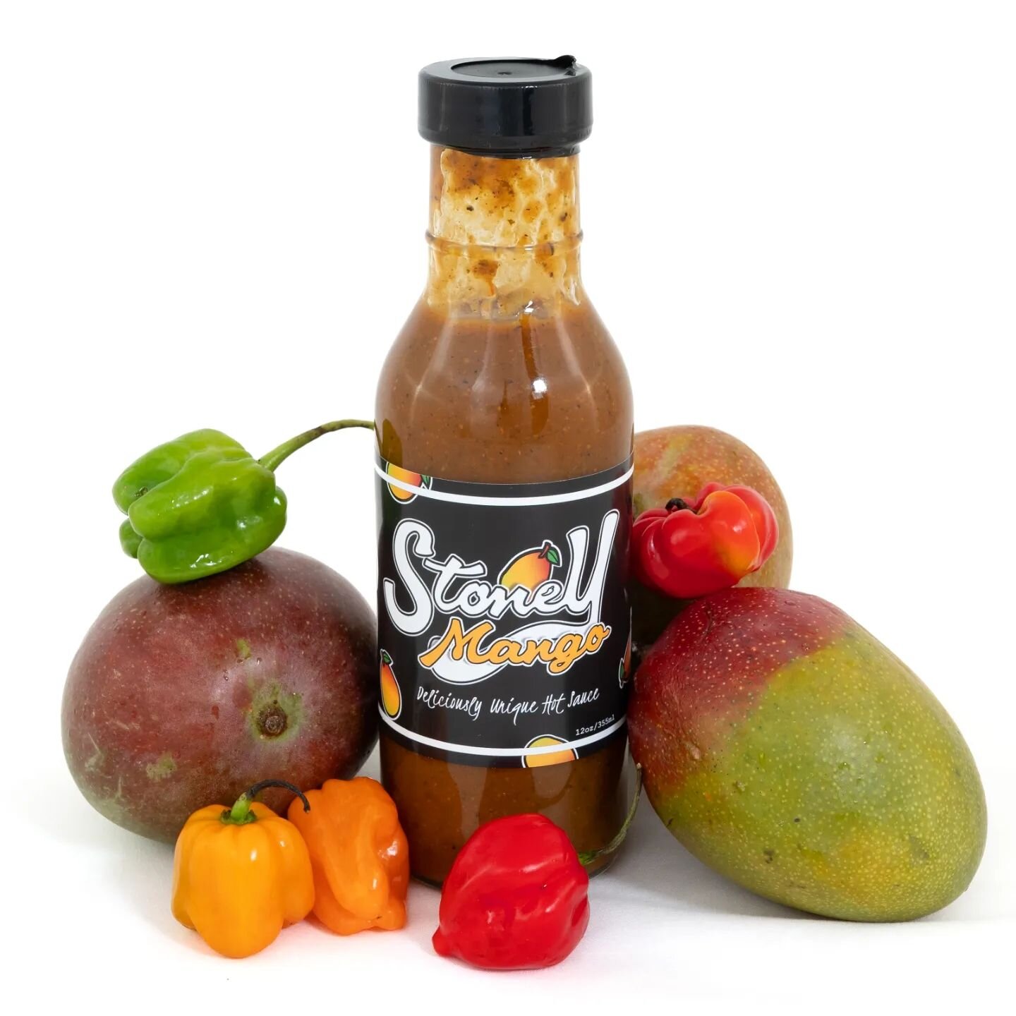 🥭 Mango + Scotch Bonnet🌶️🫑
A delicious mix of mango sweet, and scotch bonnet heat. 

And now an incomplete emoji list of foods Stoney Mango goes great with: 🍔🌭🥪🍟🍕🌮🌯🥙🥘🍝🍲🍛🍜🍤