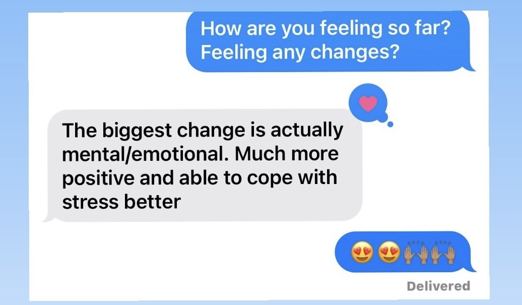 testimonial. mental and emotional changes. more positive. cope with stress better. htma kind heart lifestyle mineral balancing