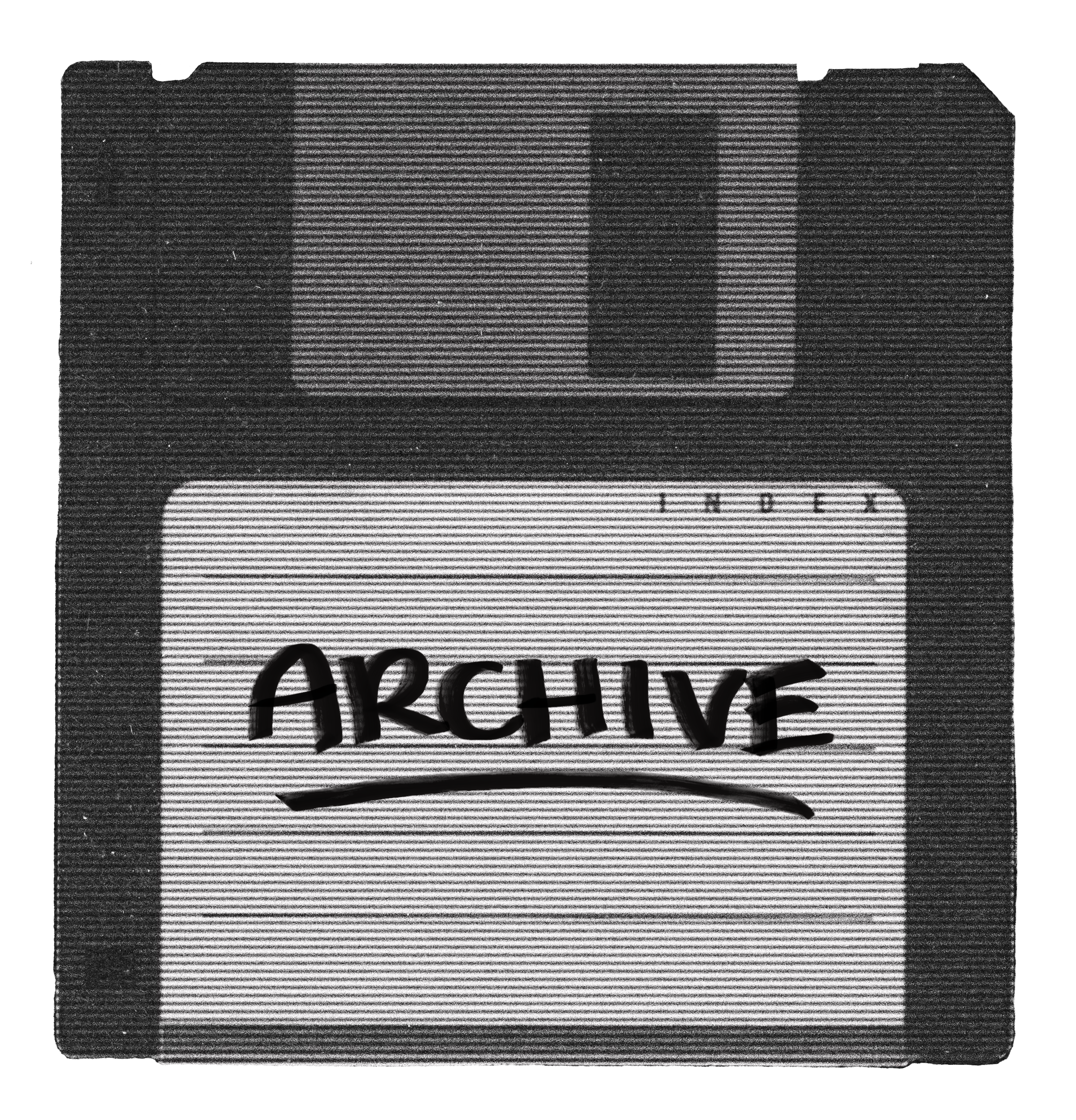 Old school floppy disk with the word ARCHIVE written on it
