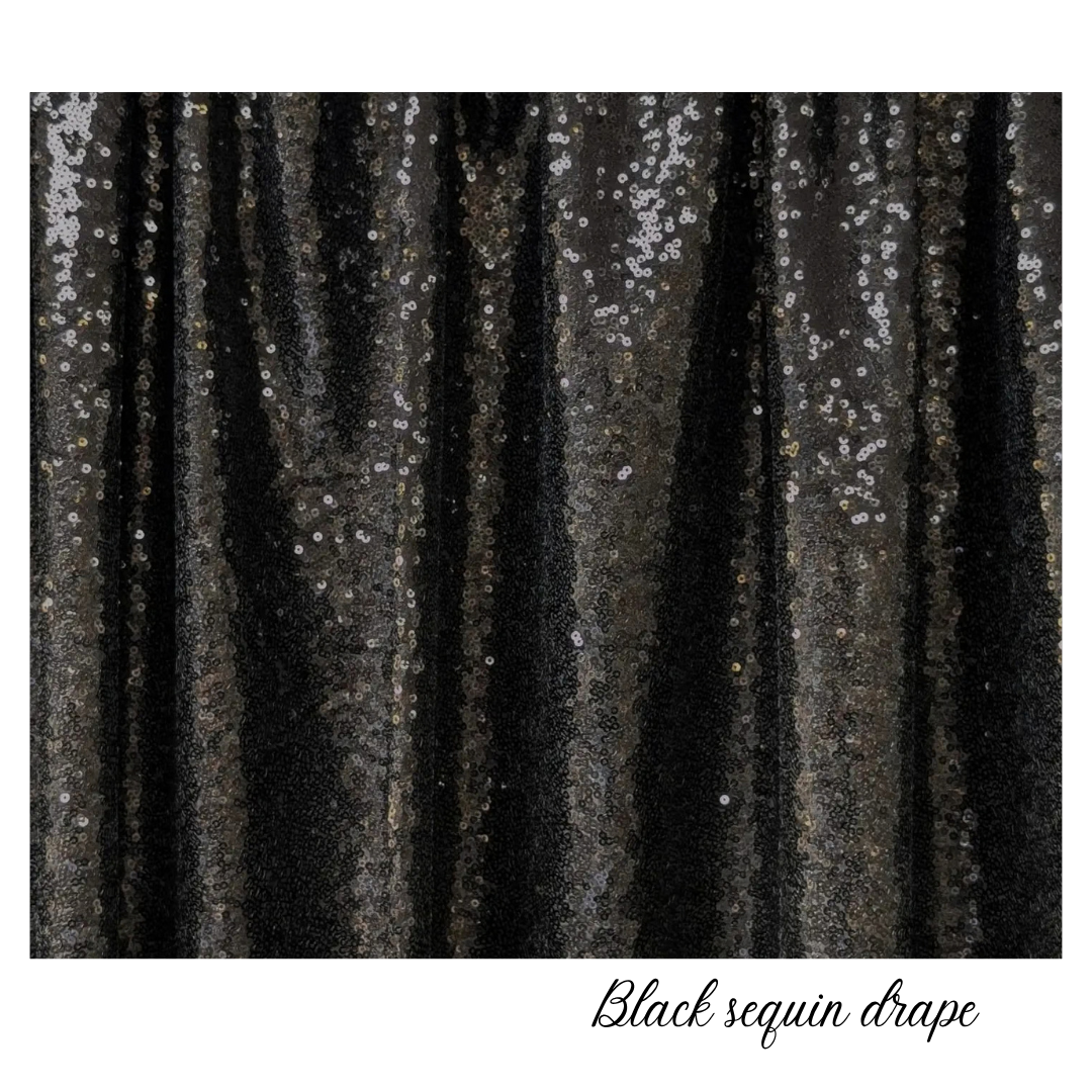 Black Sequin Drape Backdrop