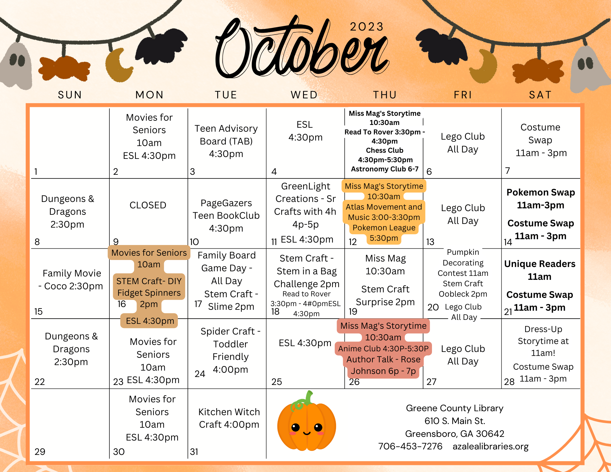 Library Haunts &amp; Happenings this October at Greene County Library!