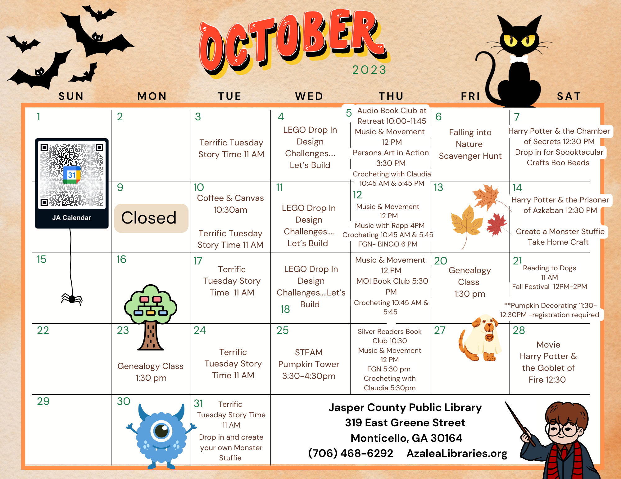 Library Haunts &amp; Happenings this October at Jasper     County Library!