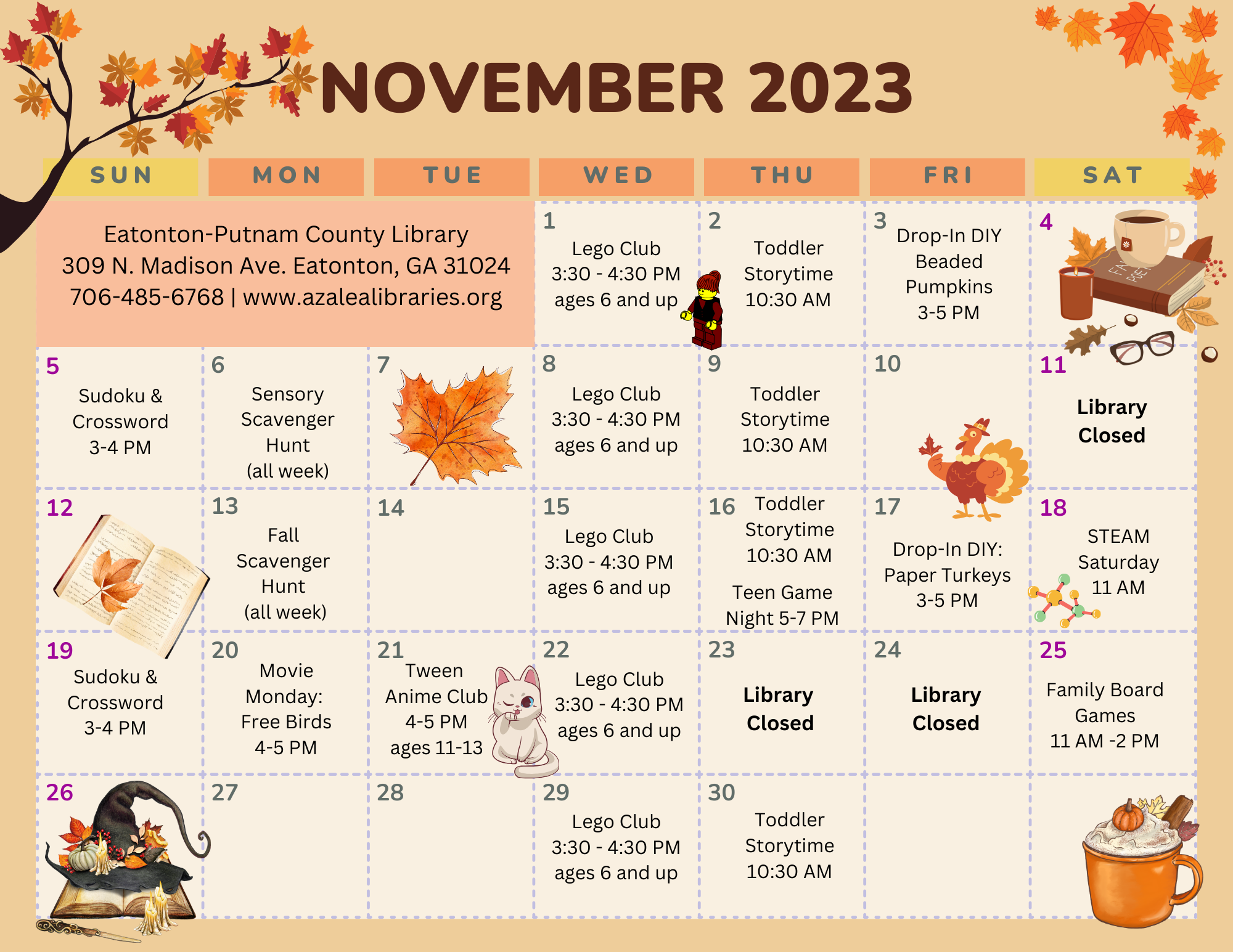 Embrace Autumn at Eatonton-Putnam County Library: November Newsletter