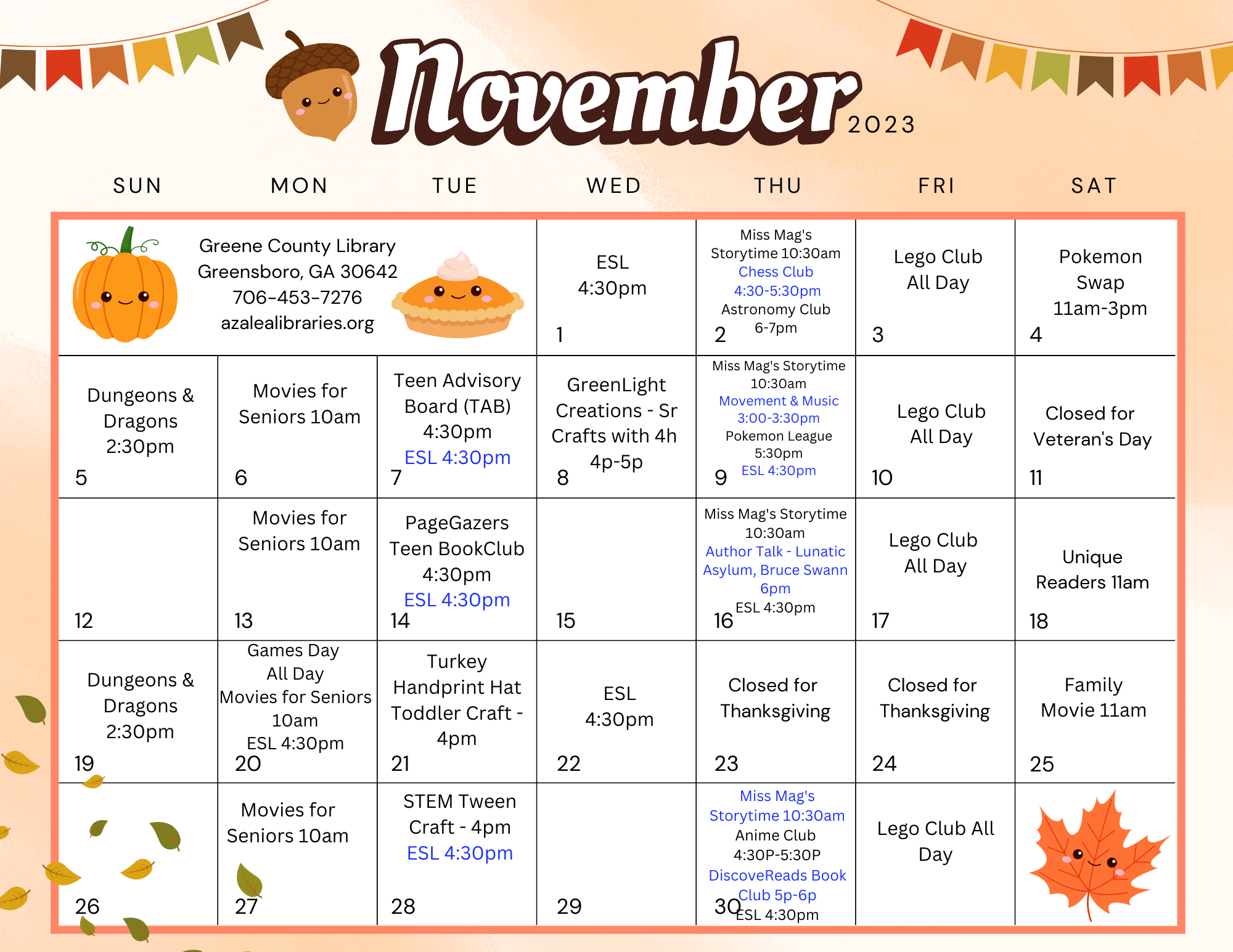 Embrace Autumn at Greene County Library: November Newsletter