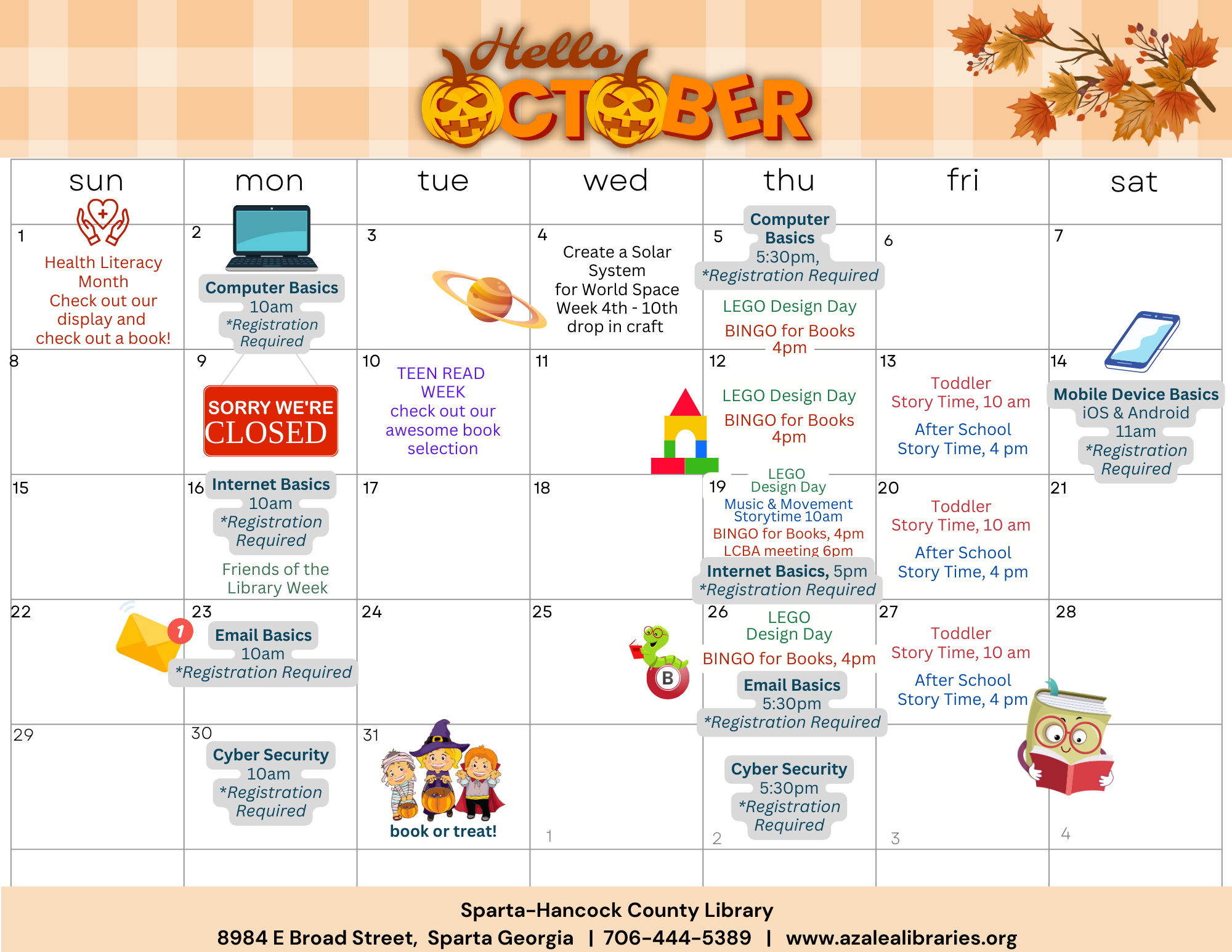 Library Haunts &amp; Happenings this month at Sparta-Hancock County Library.