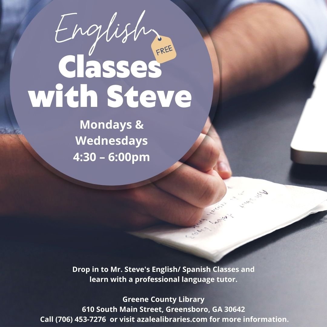 No ESL Today! Class has been changed to Thursday, April 18th at 4:30pm. Next week Mr. Steve will resume his normal schedule. Apologies for any inconvenience this causes.