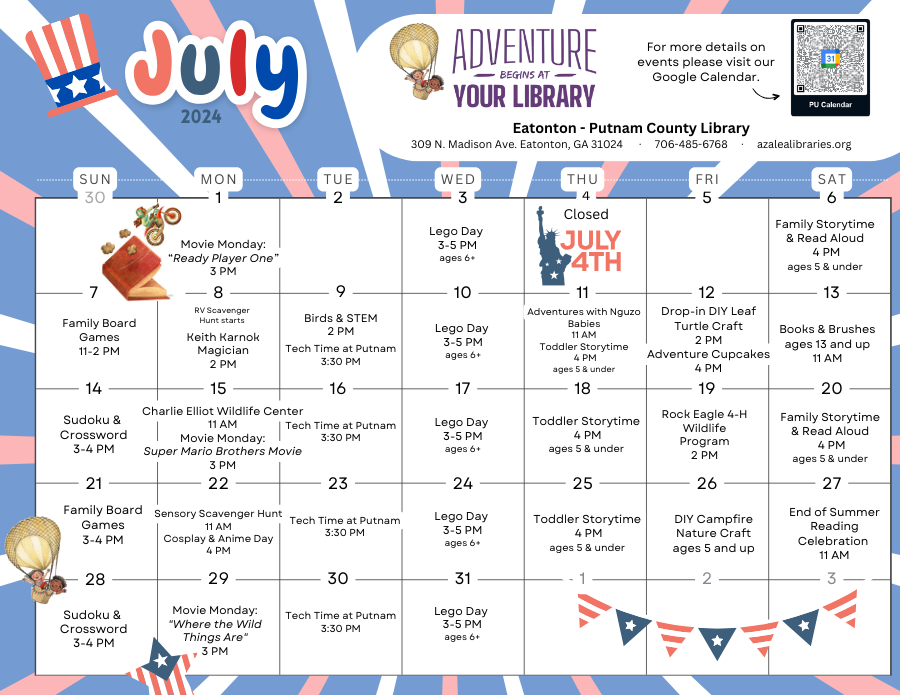 July Newsletter: Hot Reads &amp; Exciting Events Await You at the Eatonton-Putnam County Library.