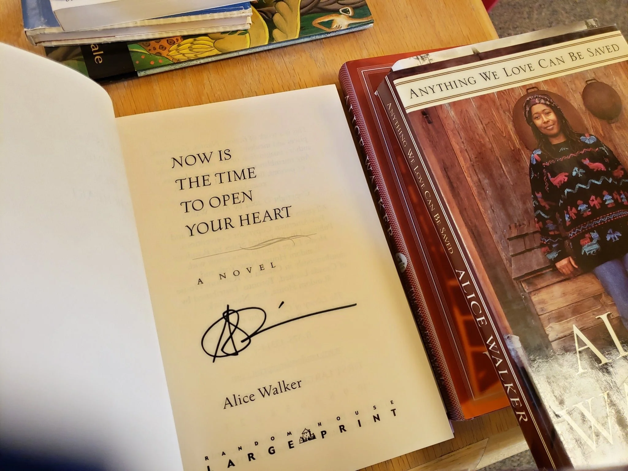 Signed copy of "Now is The Time to Open Your Heart" by Alice Walker