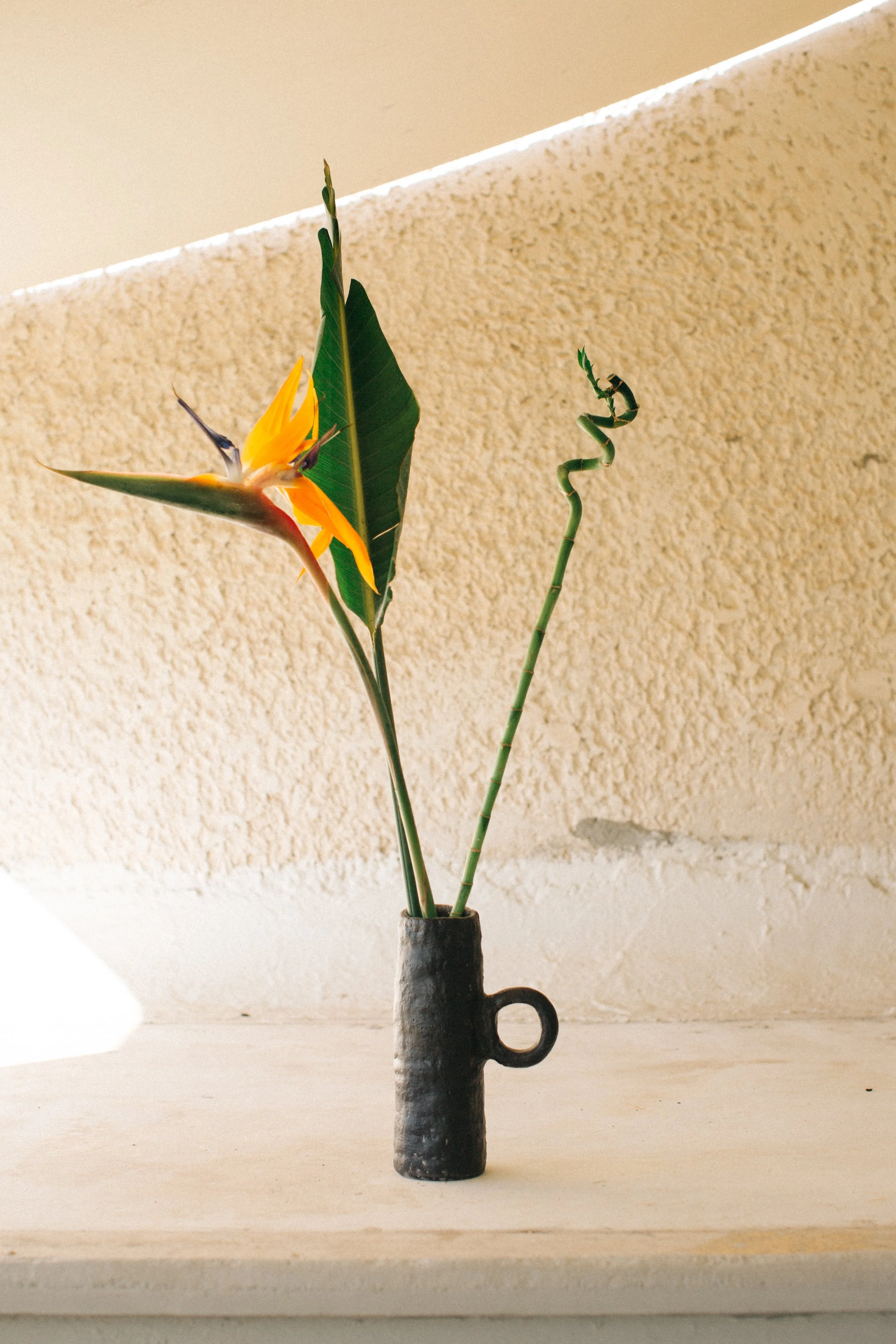 black ring vase
