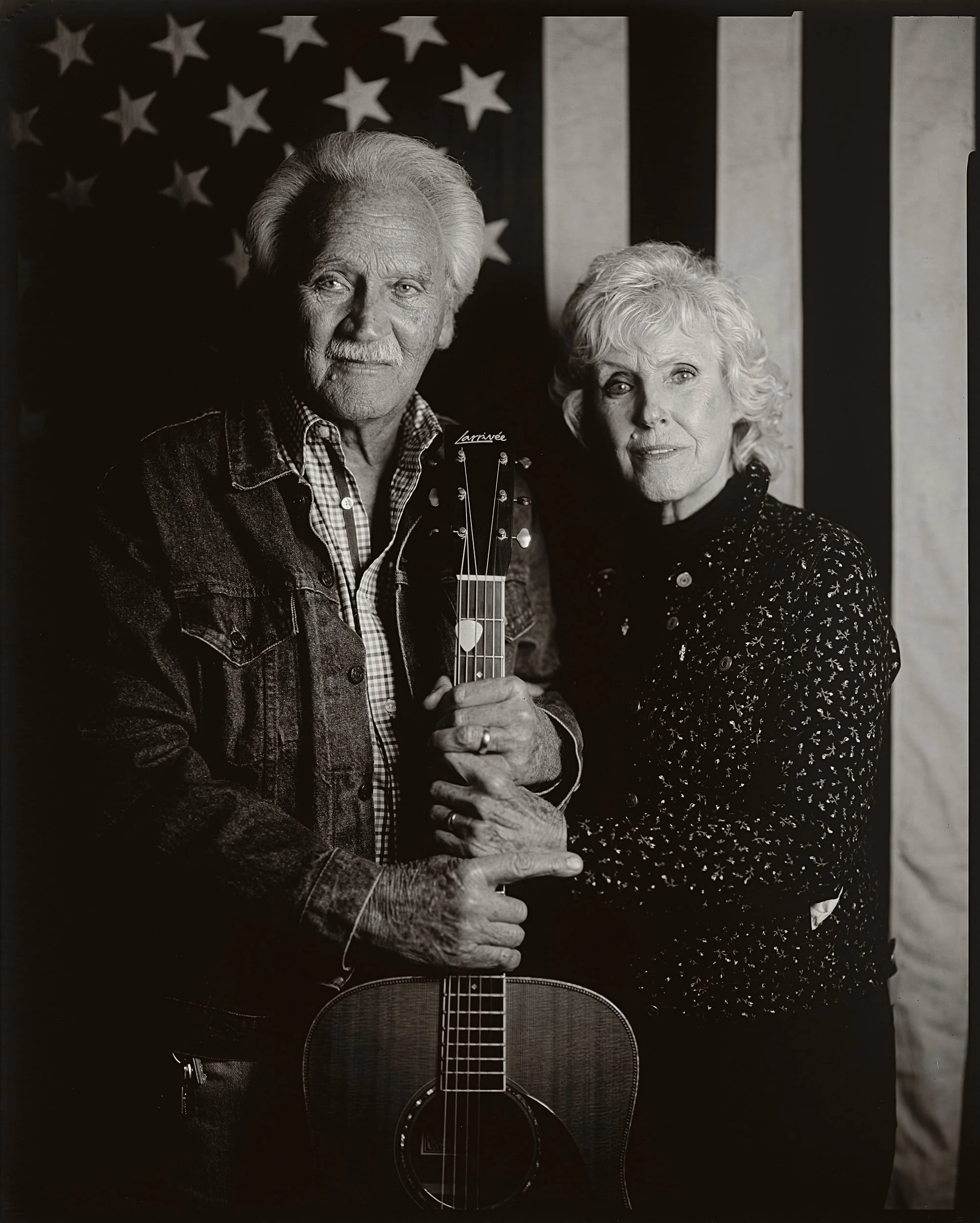 Traditional 8x10 paper negative fine art portrait of a Bluegrass Night musician at the historic Marshall Depot in Madison County, NC, photographed by Parker J. Pfister.