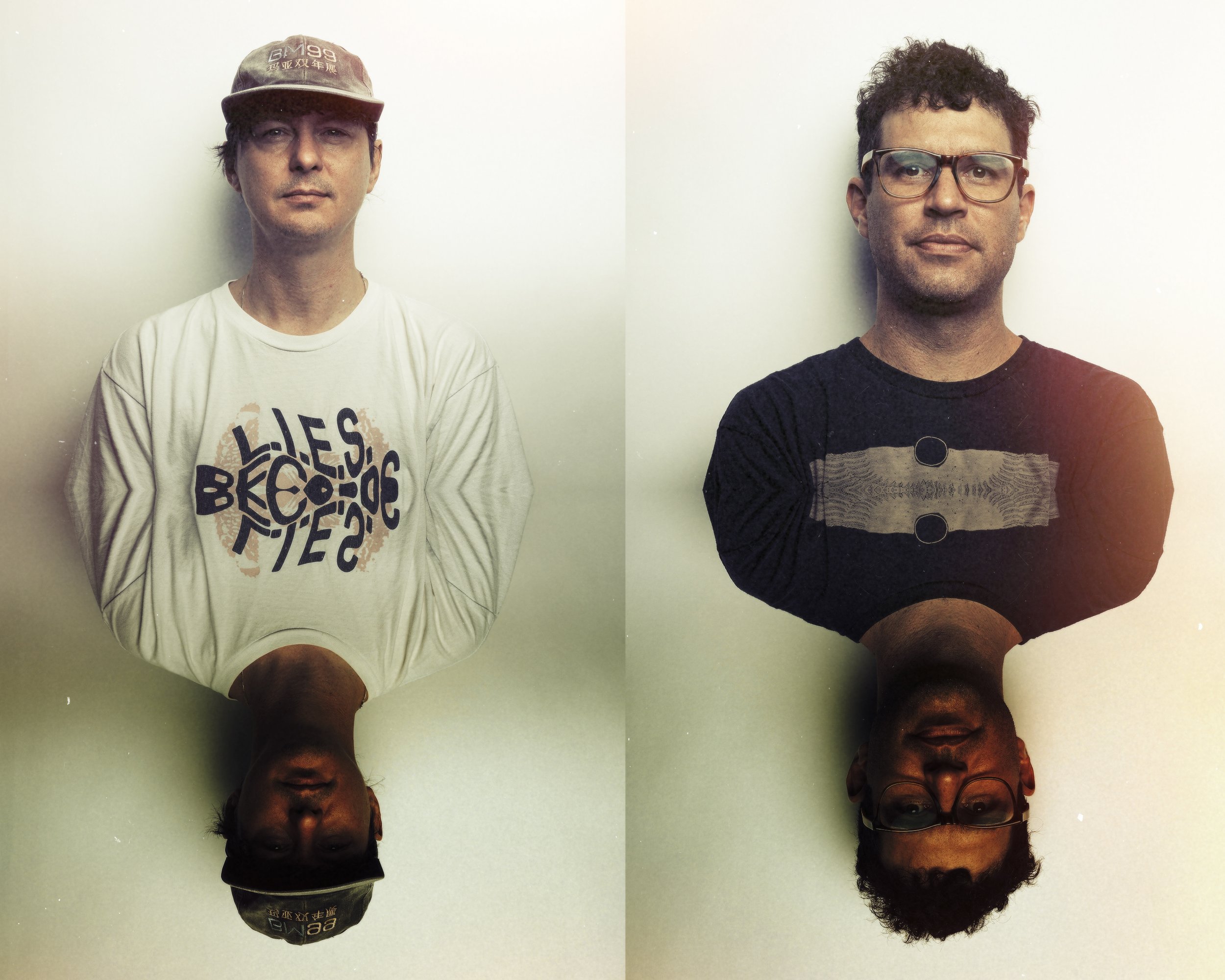 Polaroid double exposure portrait of an electronic music duo, photographed in Asheville, NC by Parker J. Pfister.