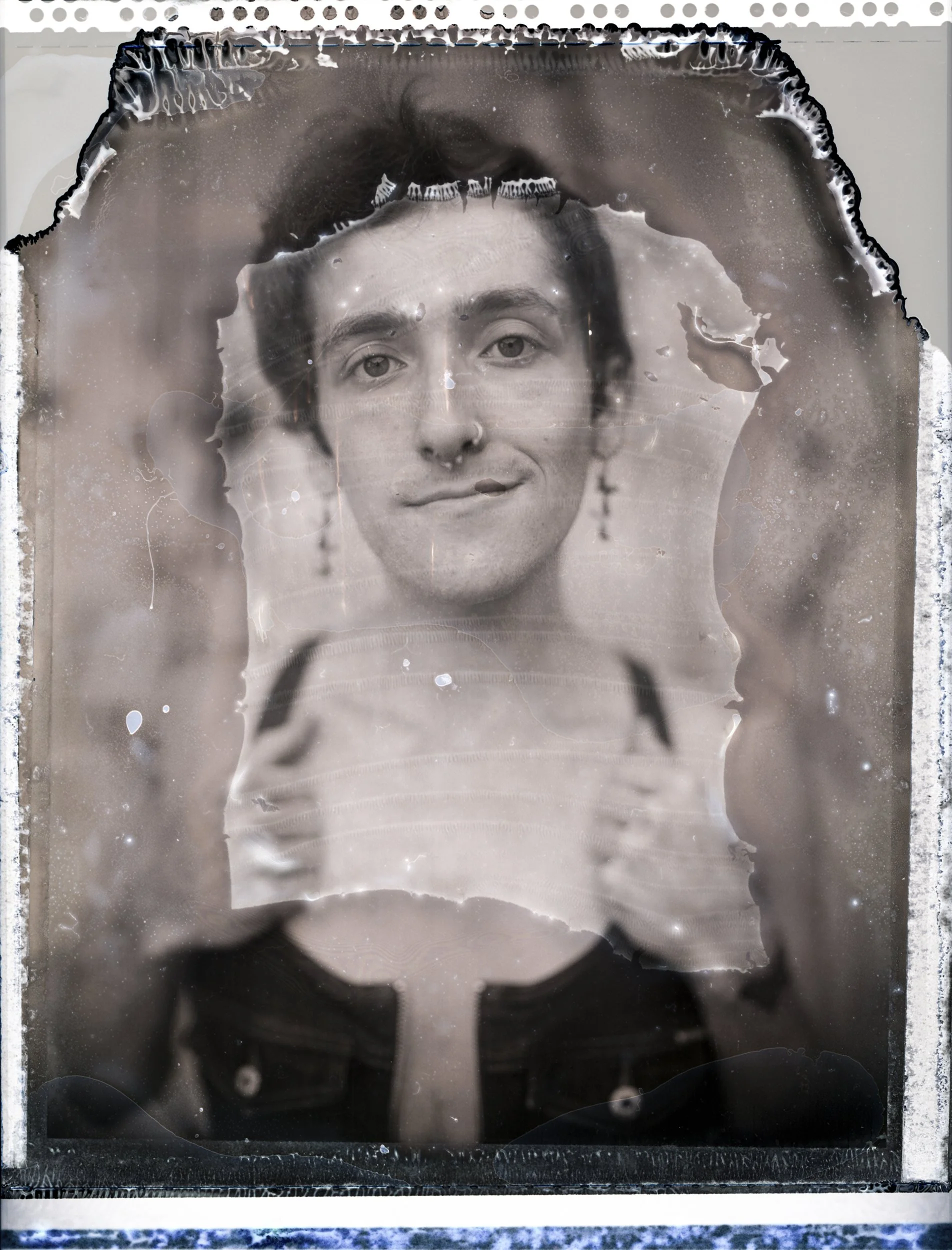 Atmospheric Polaroid Type 55 large format 4x5 film portrait of Three For Silver, photographed by Parker J. Pfister.