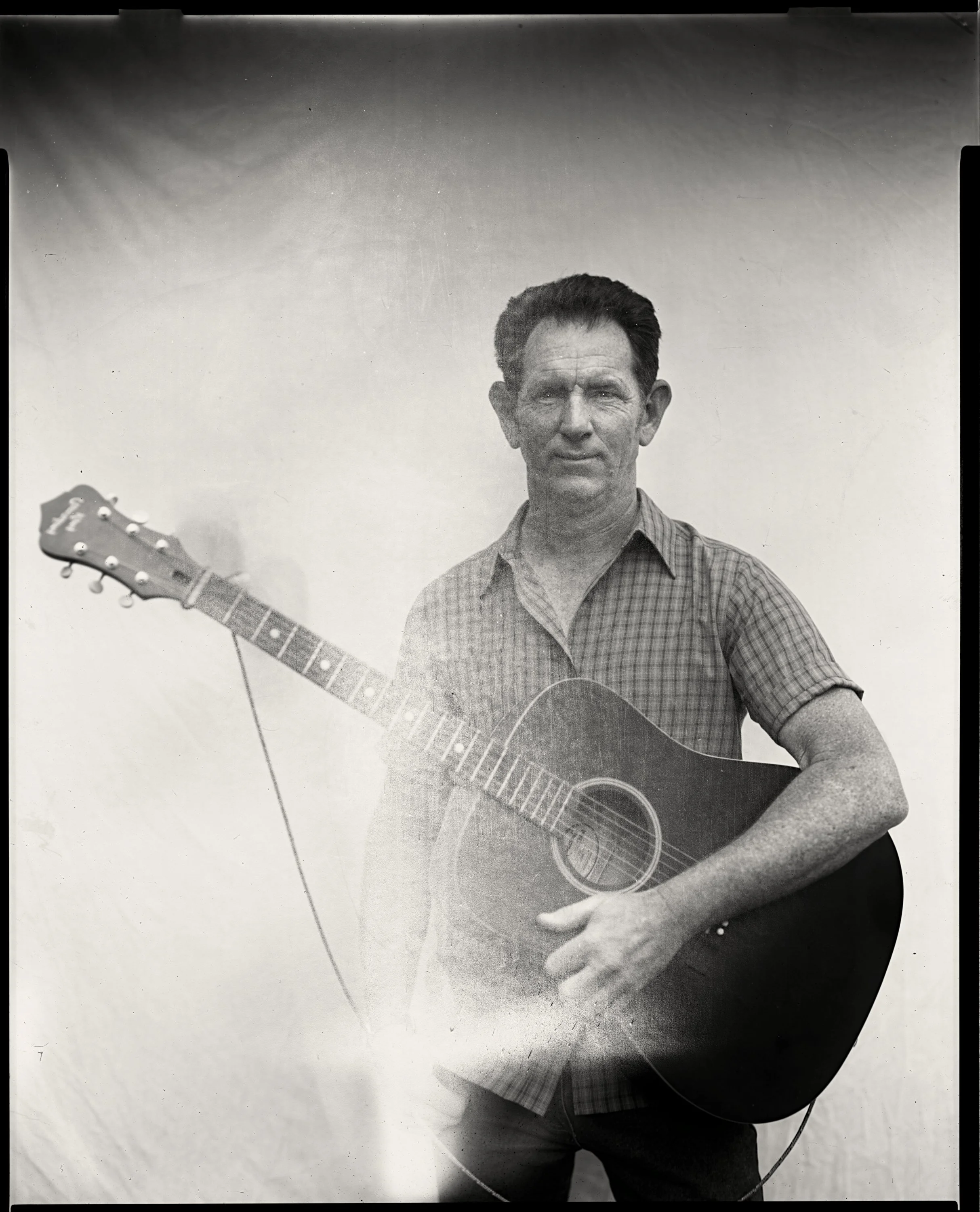Traditional 8x10 paper negative portrait from the Bluff Mountain Music Festival in Hot Springs, North Carolina, photographed by Parker J. Pfister.
