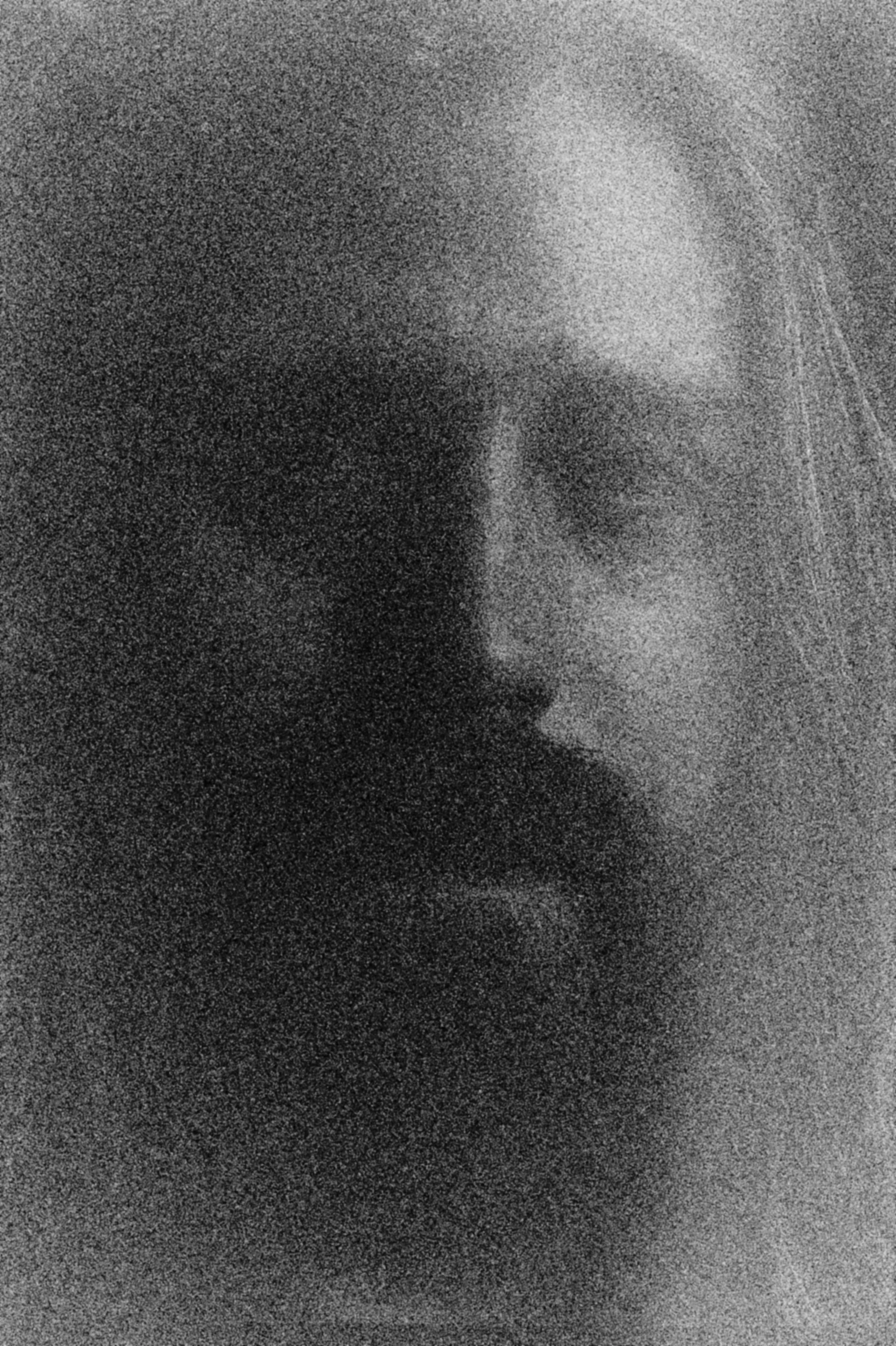 35mm black and white grain portrait of musician Michael Ferguson, photographed by Parker J. Pfister.