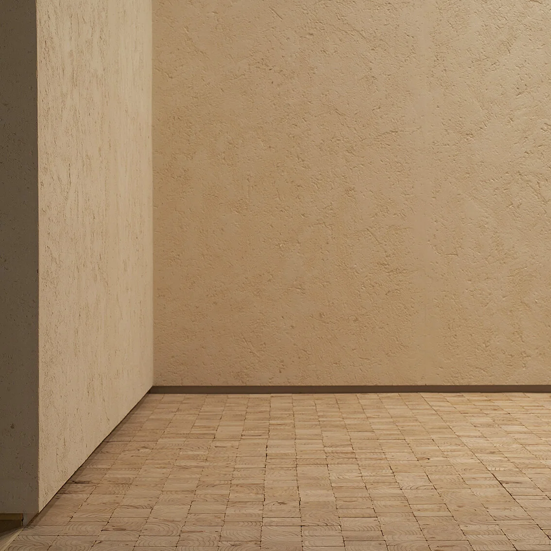 Suavestone wall with woodchips