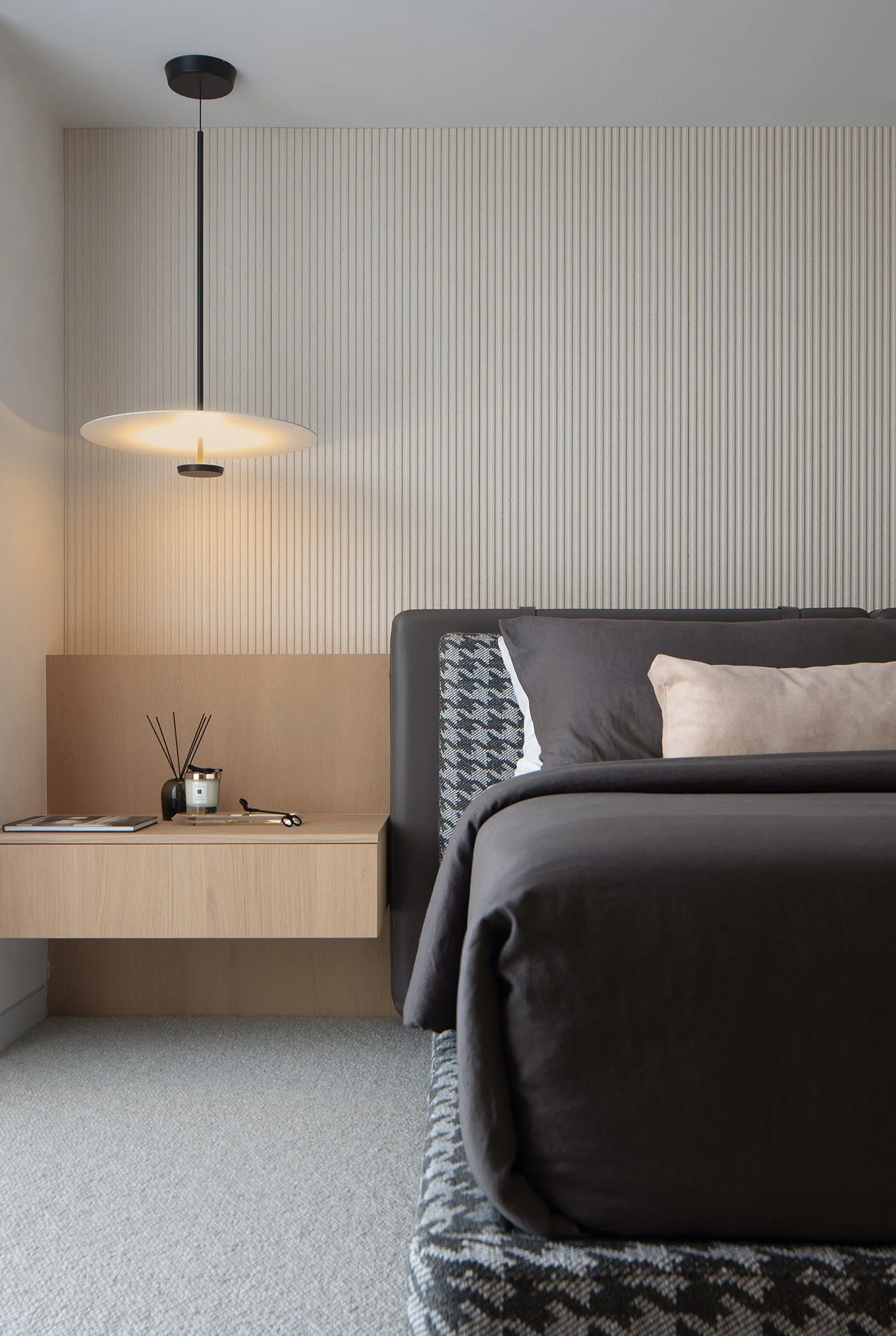textured ambitec corrugate panels as bedhead