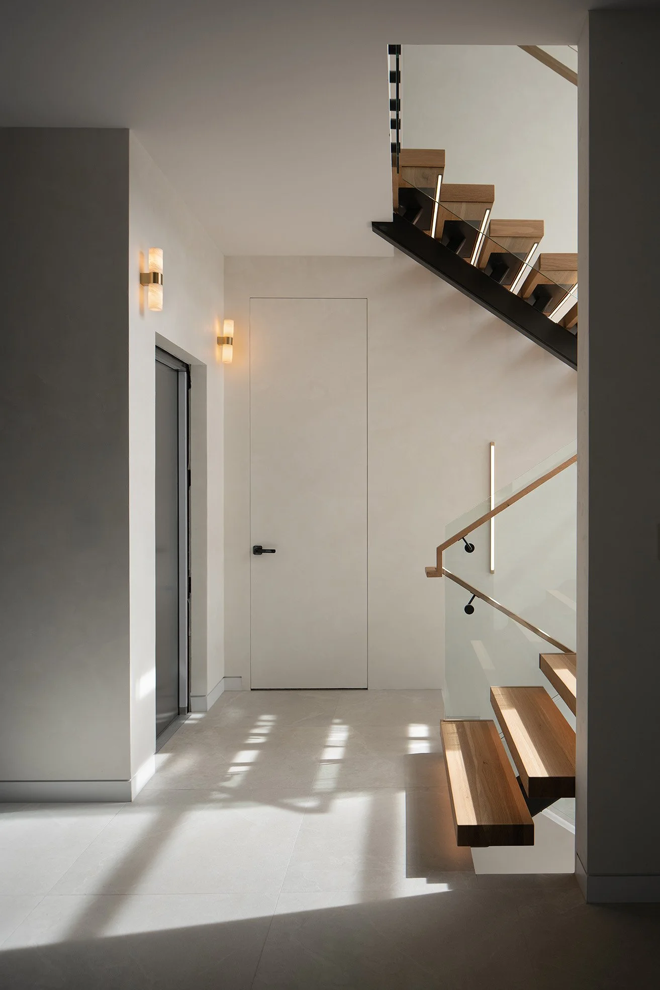 textured walls with staircase