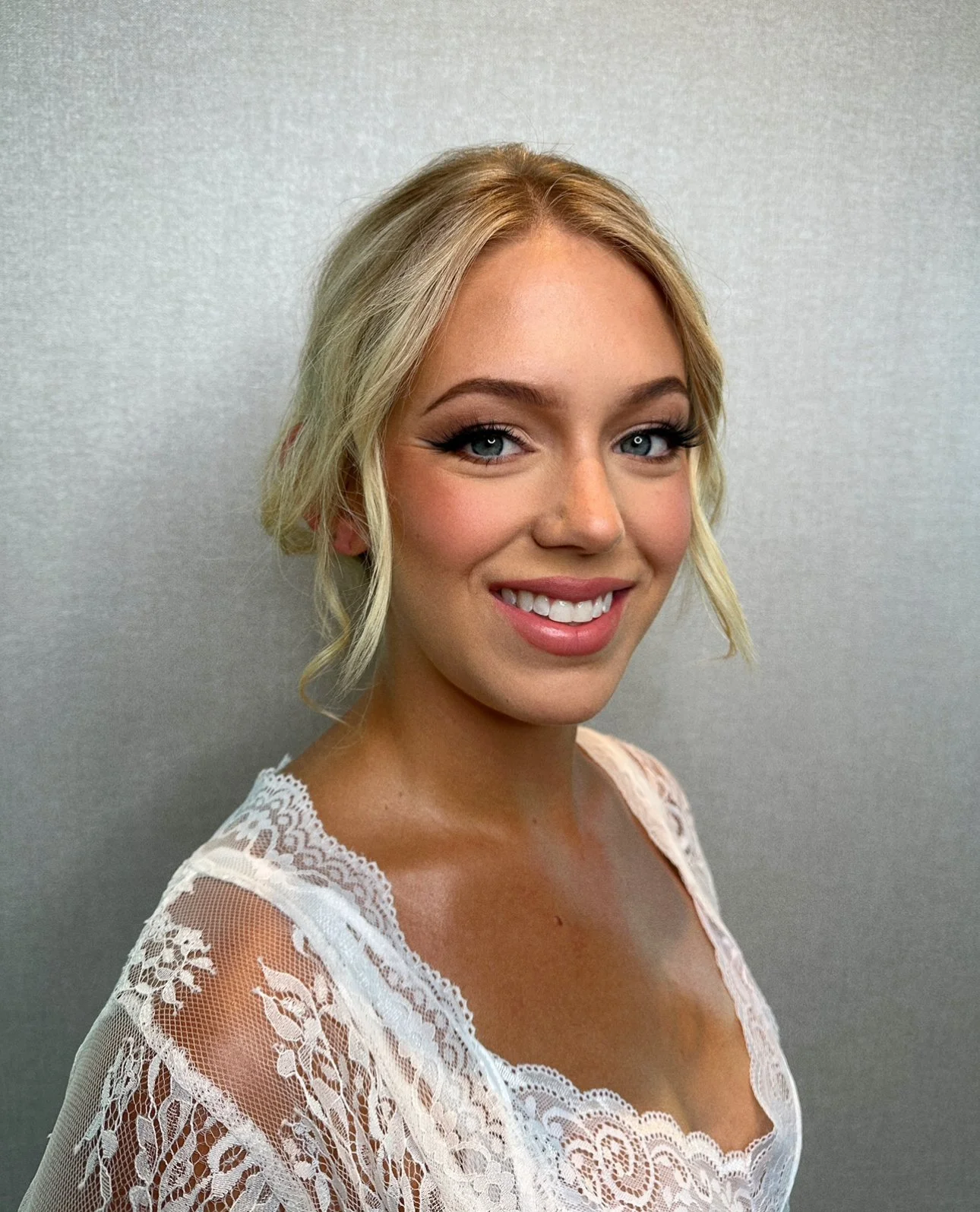 full makeover with low bun