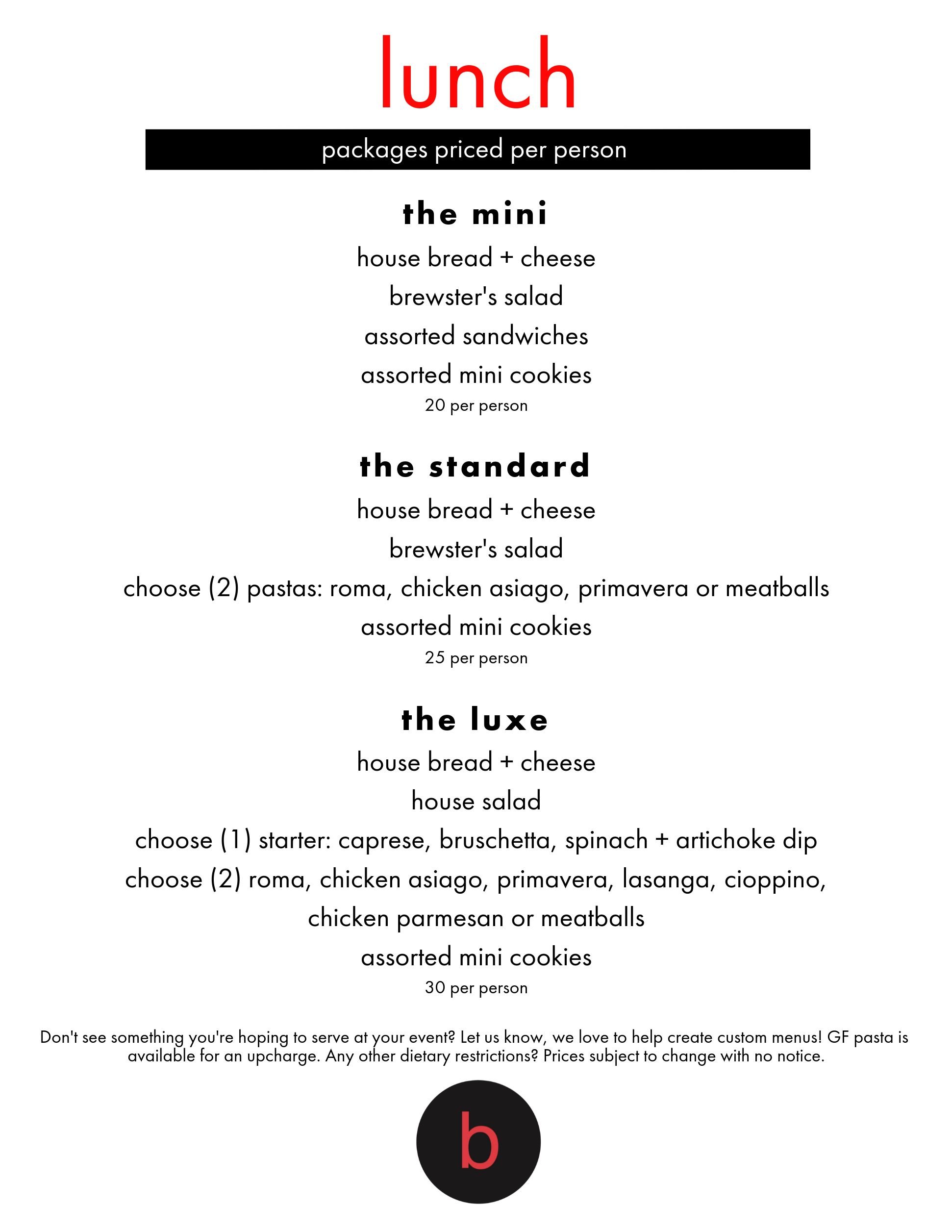 Catering Menu — Brewster's New Buffalo