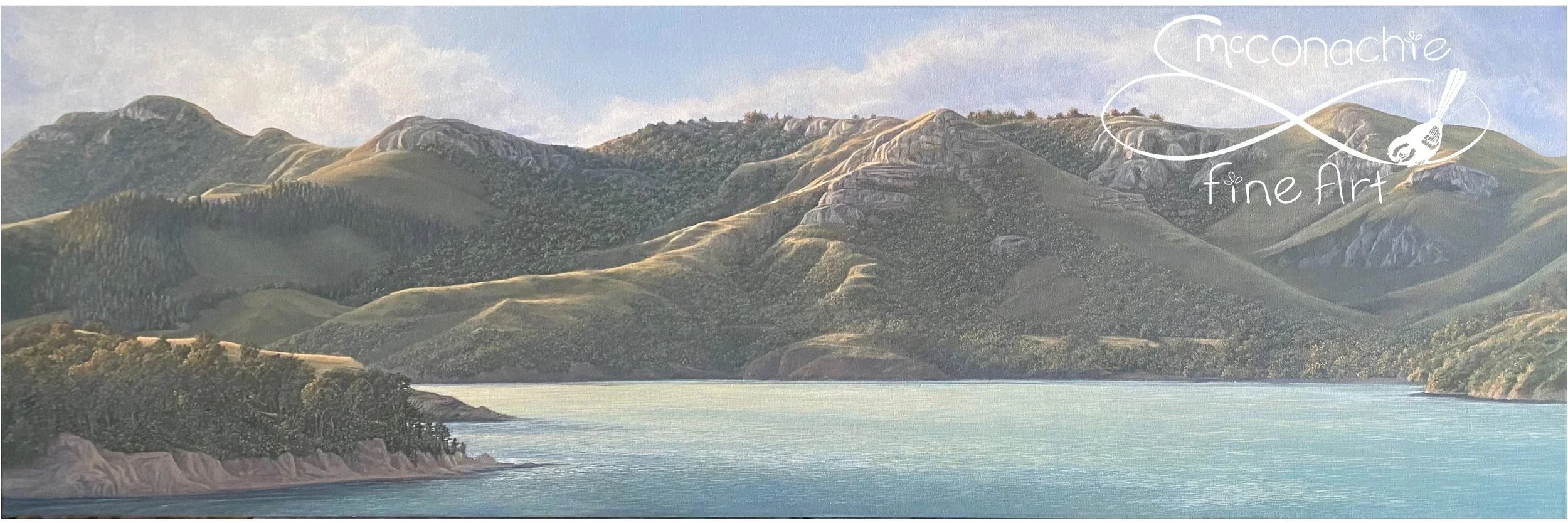 Looking across Lyttelton Harbour, towards Christchurch. This is an Oil Painting on Canvas completed 2023