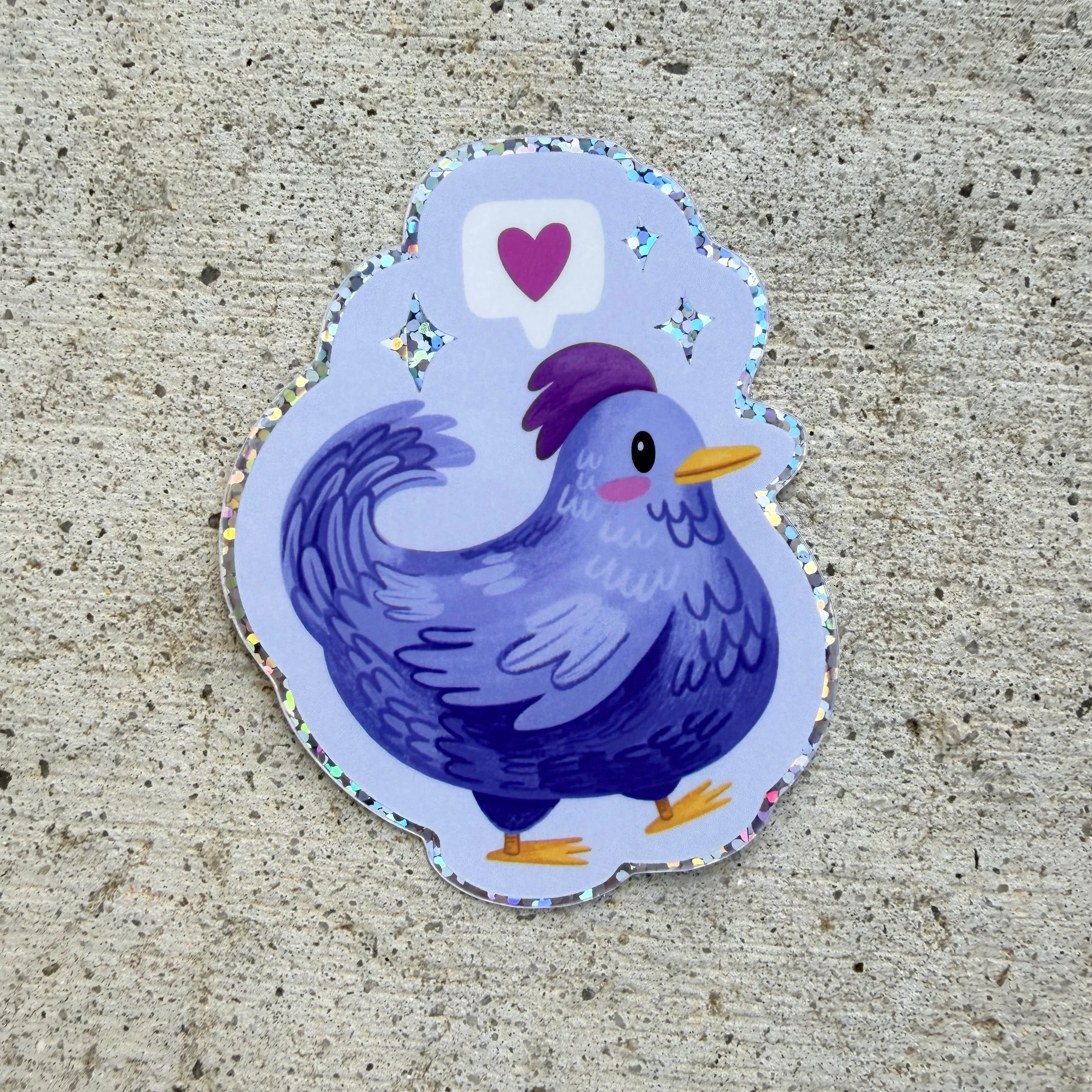 Happy Blue Chicken Sticker