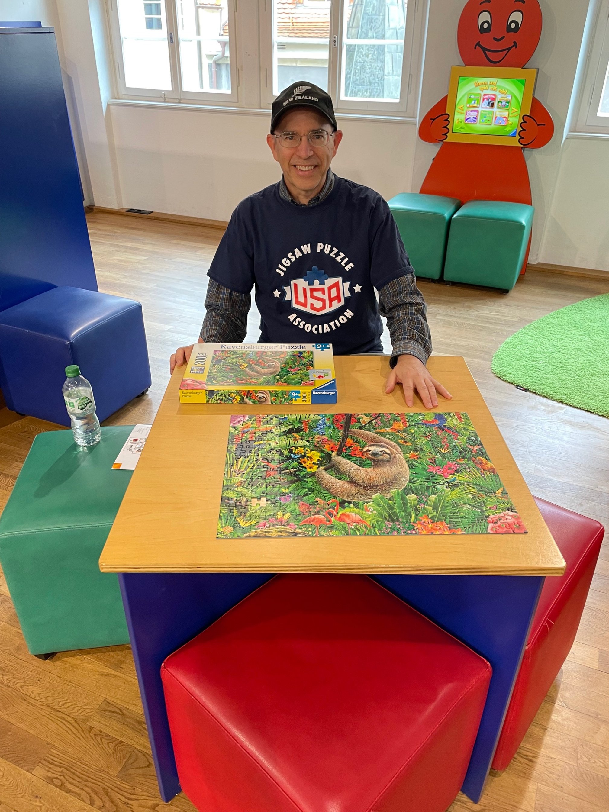 Doing a Ravensburger puzzle at the Ravensburger museum in Ravensburg, Germany!