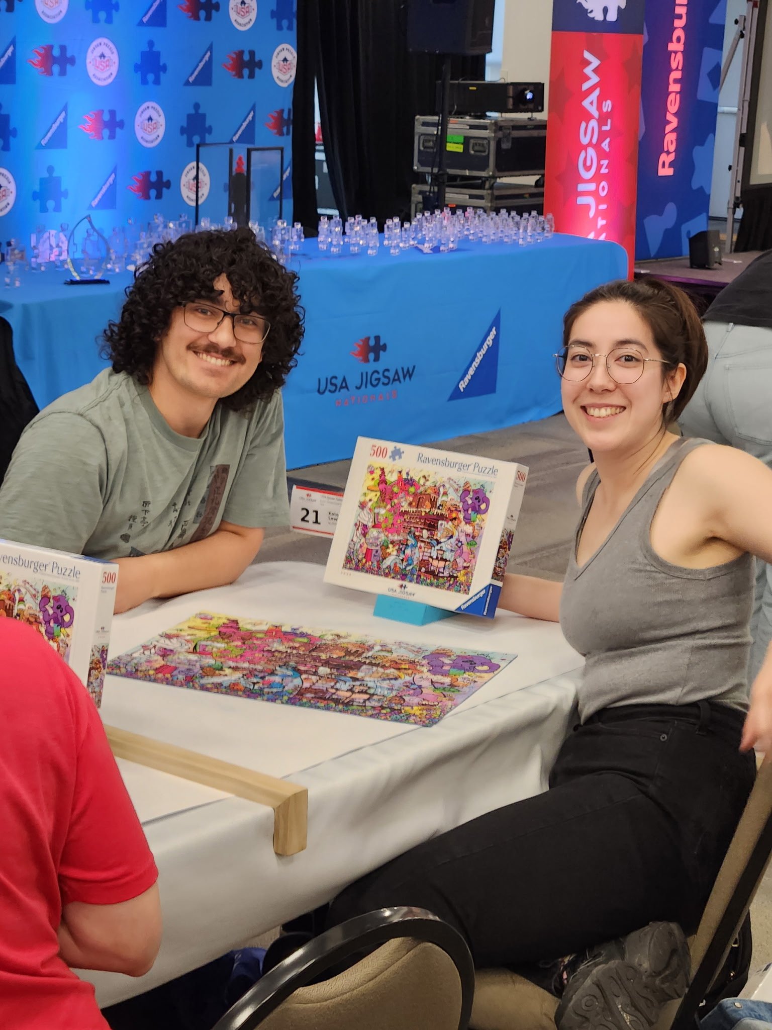 Lewis and Kate after they finished 8th in pairs at 2026 USA Jigsaw Nationals