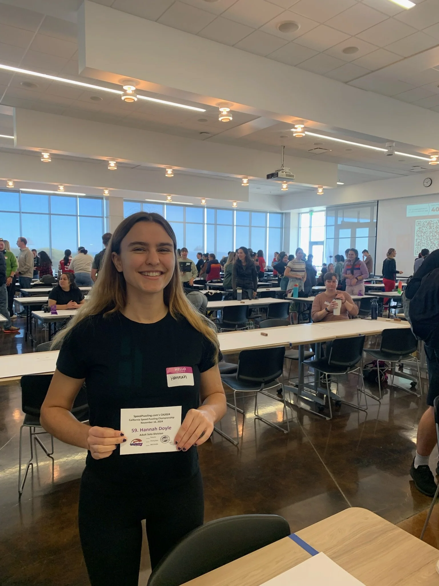 Hannah at her first in-person solo competition, the 2024 speedpuzzling.com California State Championship.