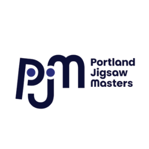 Logo for Portland Jigsaw Masters with stylized initials 'PJM' and text.