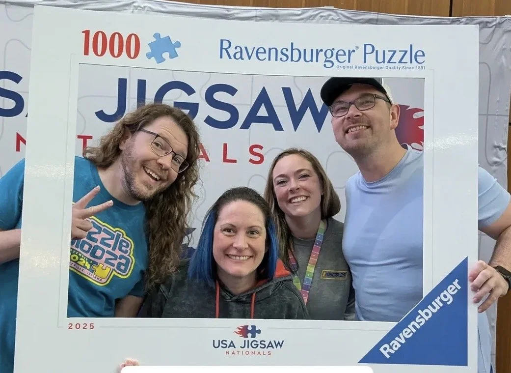 Nicholas with his team "Moderately Puzzled" (Nathan B., Maggie B., and Grace B.) at USA
Jigsaw Nationals 2025