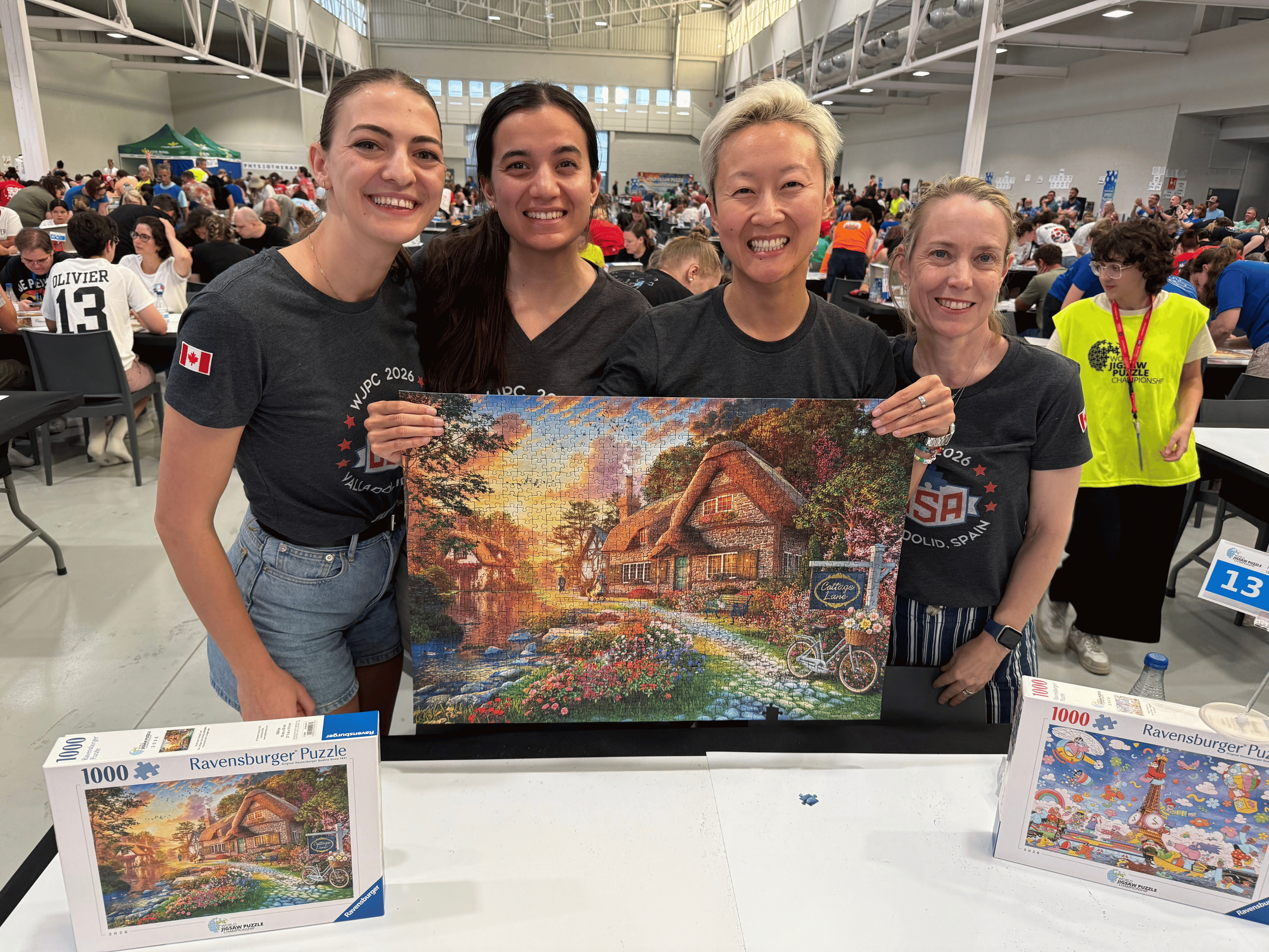 Iryna S., Emily C., Feifei, and Andrea P. earn ninth place in the 2026 World Speed Puzzling Championship team finals.