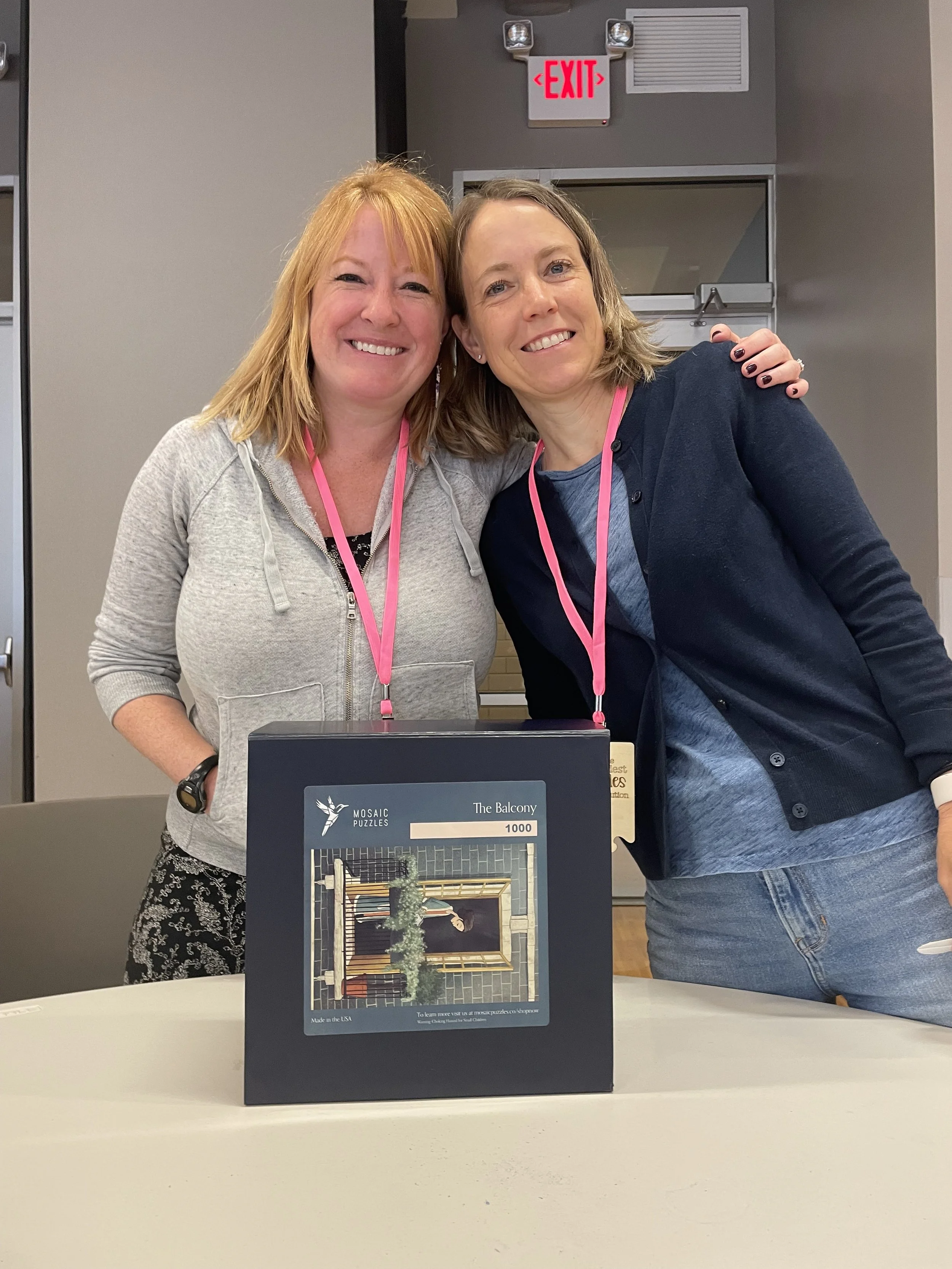 Andrea with puzzle buddy Becca T. at a wooden puzzle competition