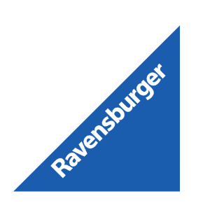Blue right-angled triangle with the word "Raversburger" diagonally across it.