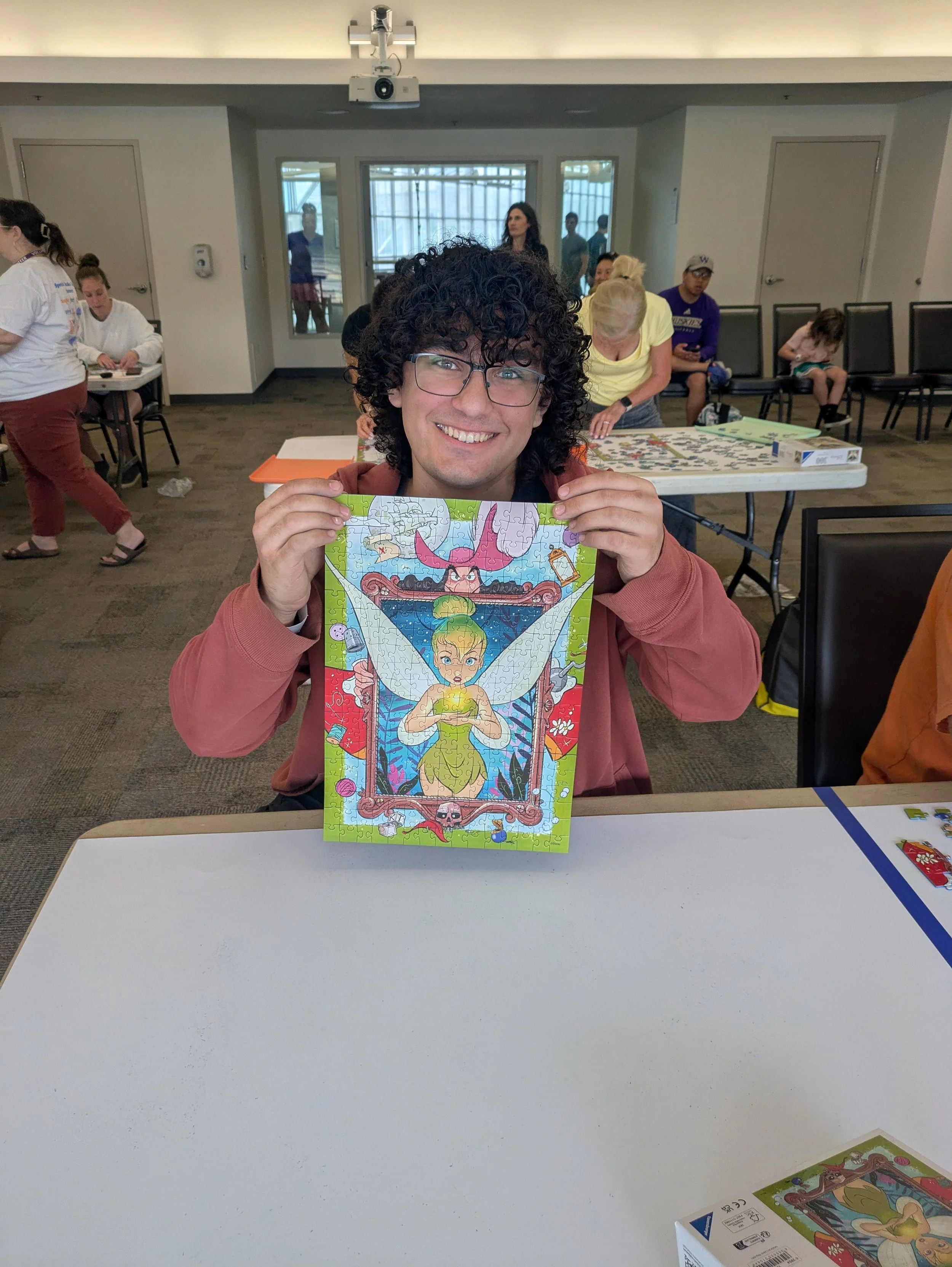 Lewis's first puzzle competition, at the Museum of Flight in Seattle