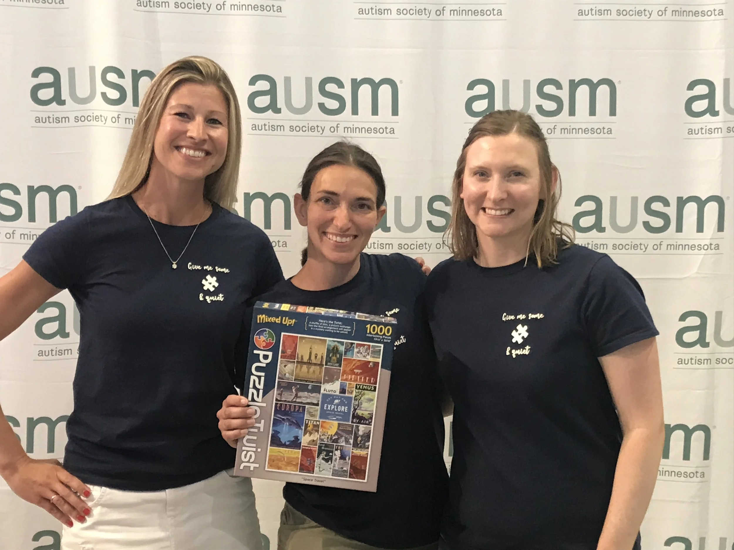 Heather, with team members Megan and Katie at the 2019 Autism Society of Minnesota’s “Connections Speed Puzzle Competition”.