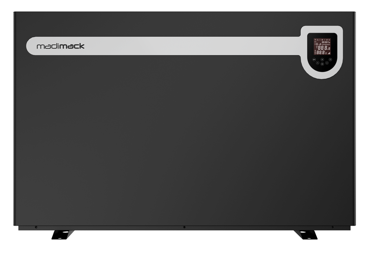 A large black Madison freezer with a digital control panel on the top right corner.