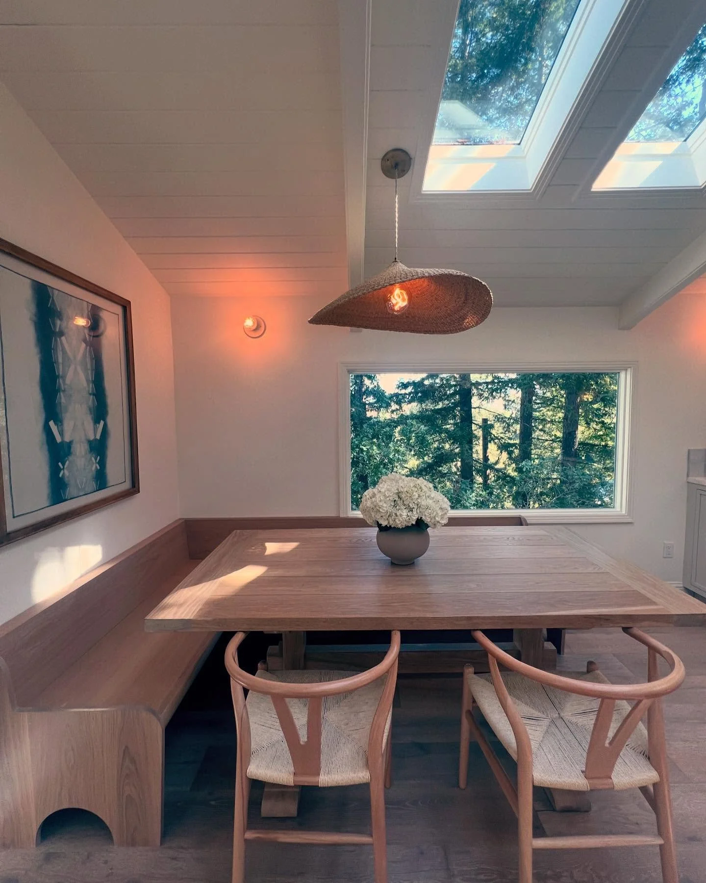 Custom built in banquet.  White oak with @rubiomonocoatusa mist finish. Awaiting upholstery. Beautiful space for my friends beautiful house in Lafayette @alexisannesahi