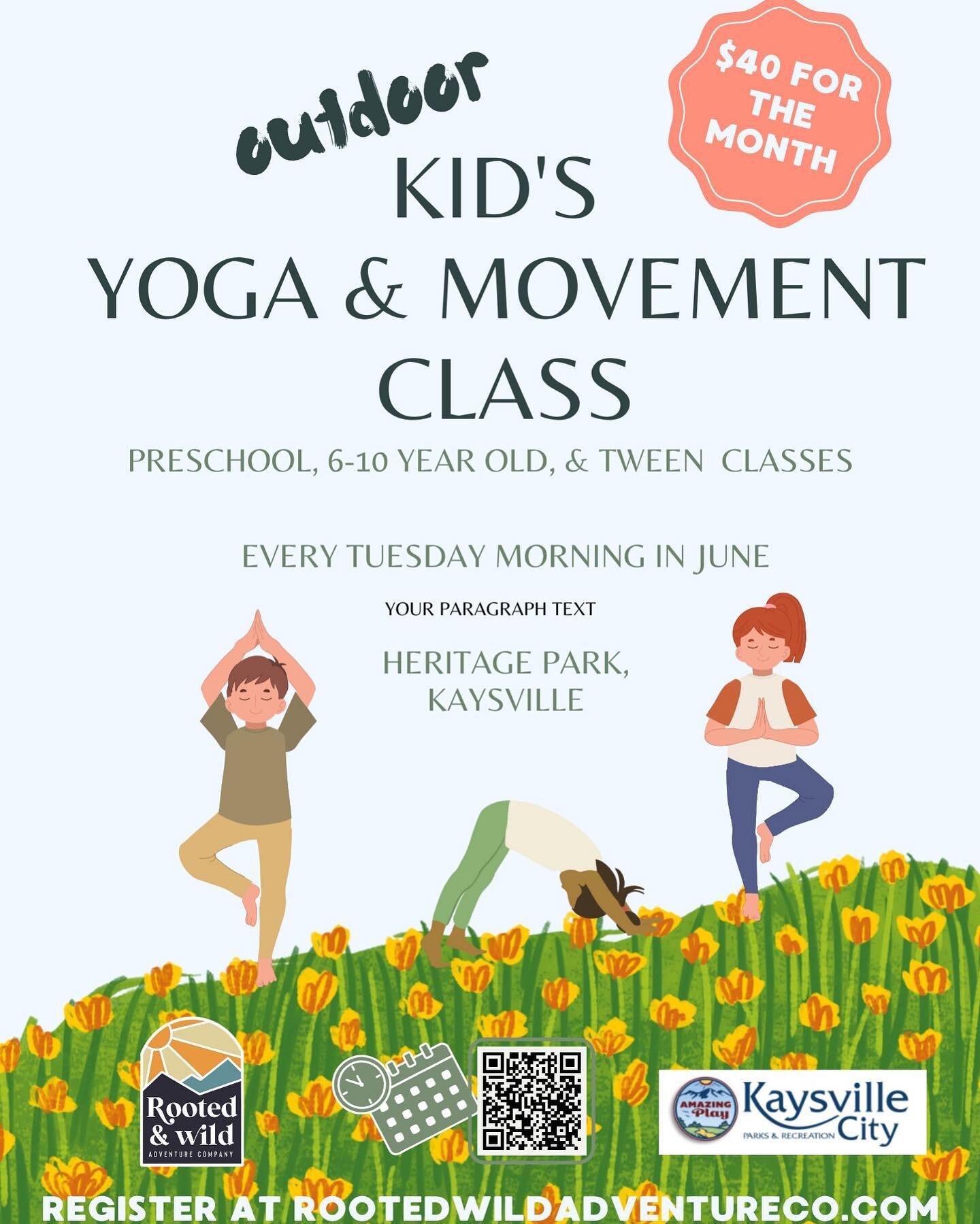 We are so excited for round two of Yoga and Movement in June. 

The format of our class is so fun.

Every week we focus on a different animal.  As the students gather we share our favorite animal facts.

Then we do a yoga flow based off of a day in t