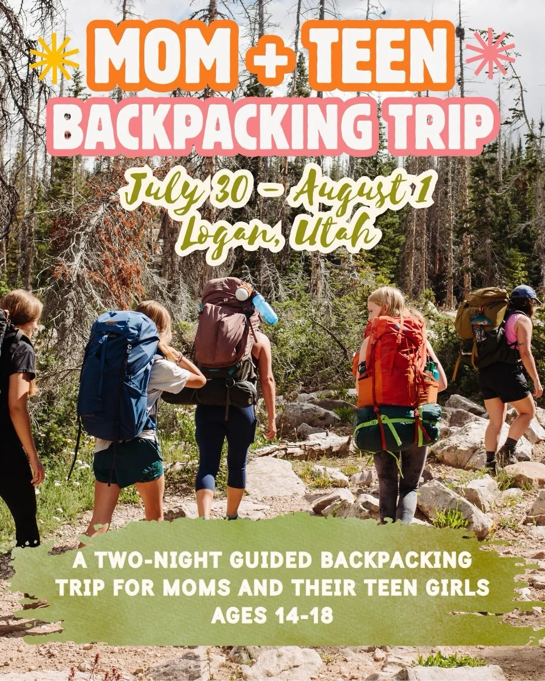 Hit the trail with your teen daughter this summer!🌸🥾

This two night backpacking trip is designed for moms and teen girls ready to take on a meaningful challenge. 

With longer mileage and higher elevation gain, it asks a bit more&mdash;requiring s