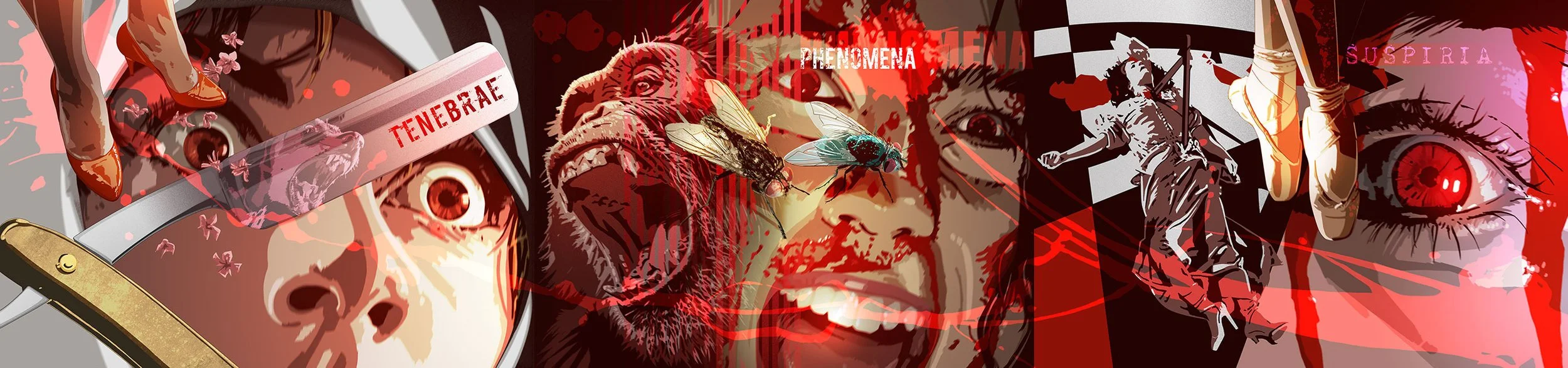  Slip Box Artwork created for the Blu Ray release ofDario Argentos films Tenebrae, Phenomena &amp; Suspiria. 